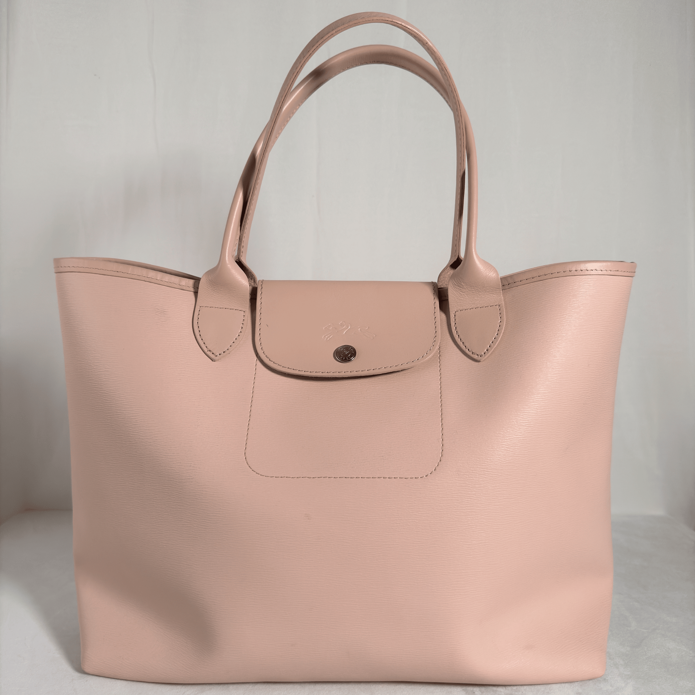 SAC CABAS LONGCHAMP LE PLIAGE CUIR - ROSE POUDRE - La Belle Boutique