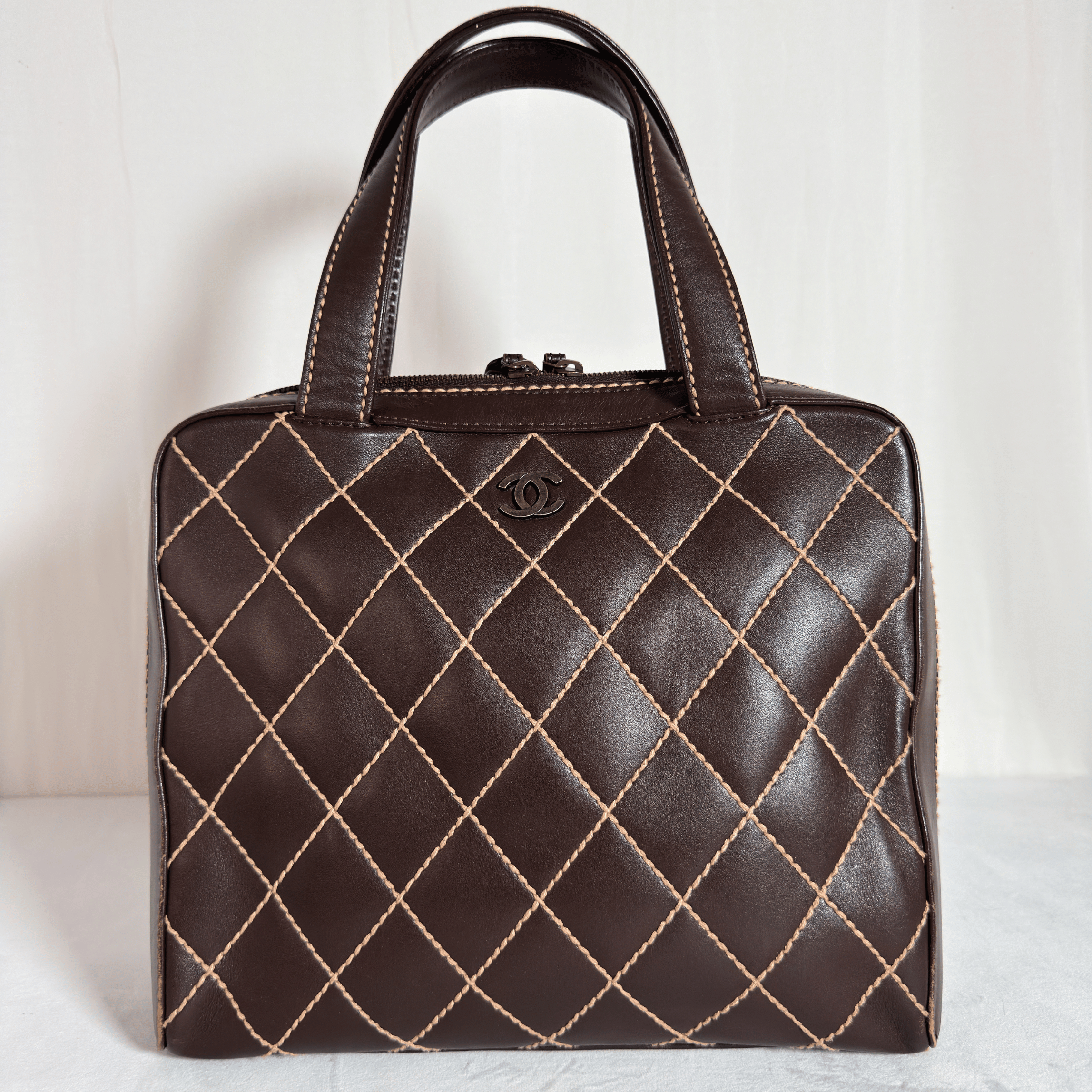 CHANEL - WILD STITCH HANDBAG - CUIR MARRON VINTAGE