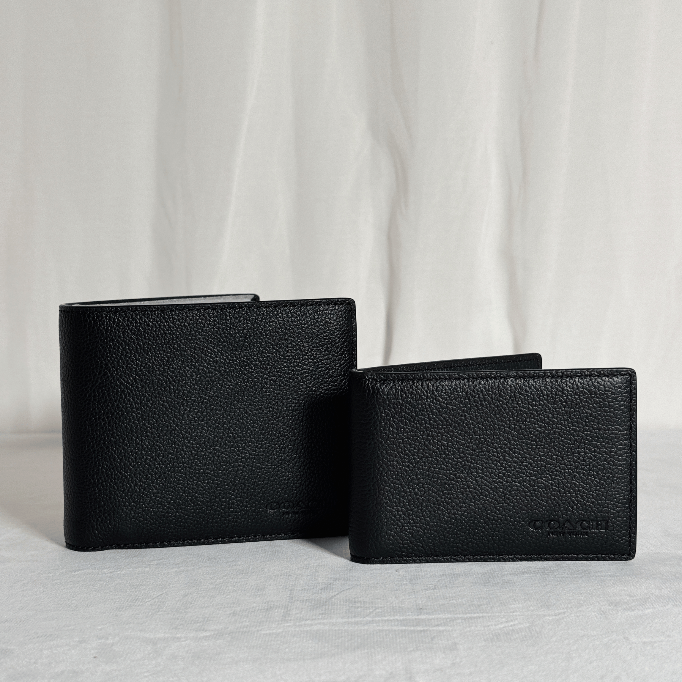 COACH - PORTEFEUILLE 3-IN-1 - CUIR GRAINÉ NOIR - AVEC PORTE-CARTE AMOVIBLE