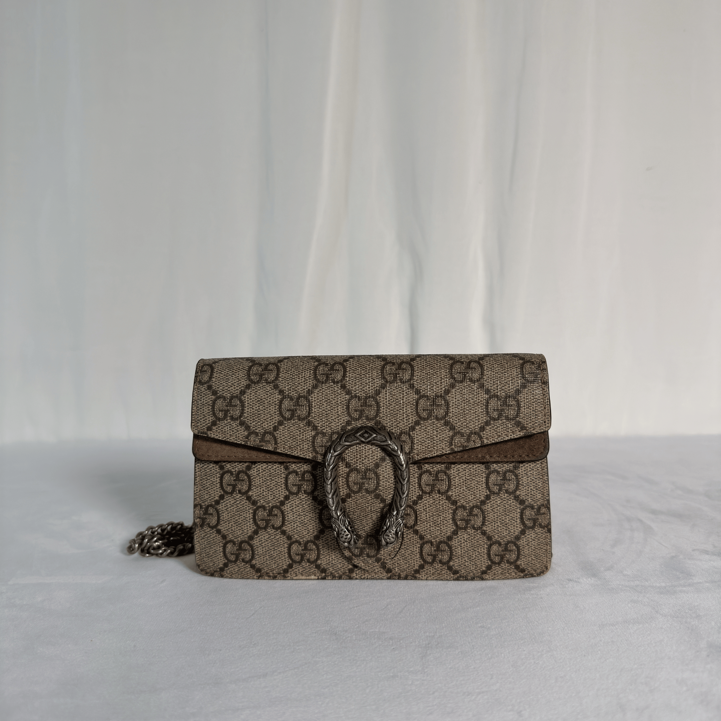 GUCCI - SAC DIONYSUS SUPER MINI - TOILE GG SUPREME / DAIM - BEIGE EBENE