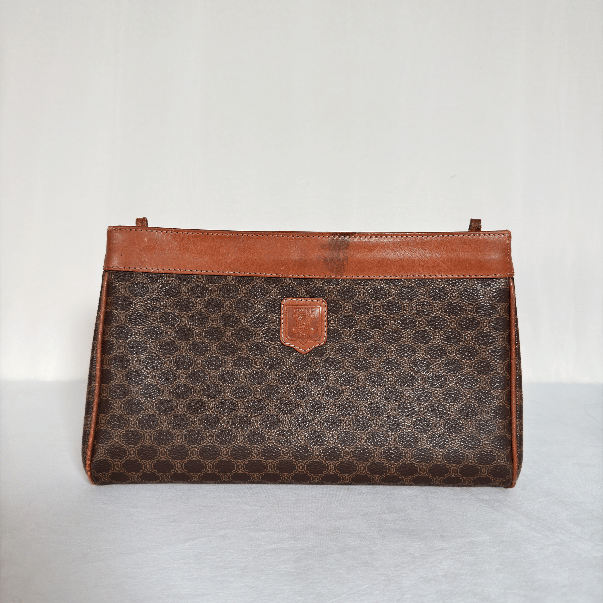 CELINE - POCHETTE VINTAGE MACADAM - TOILE ENDUITE MARRON