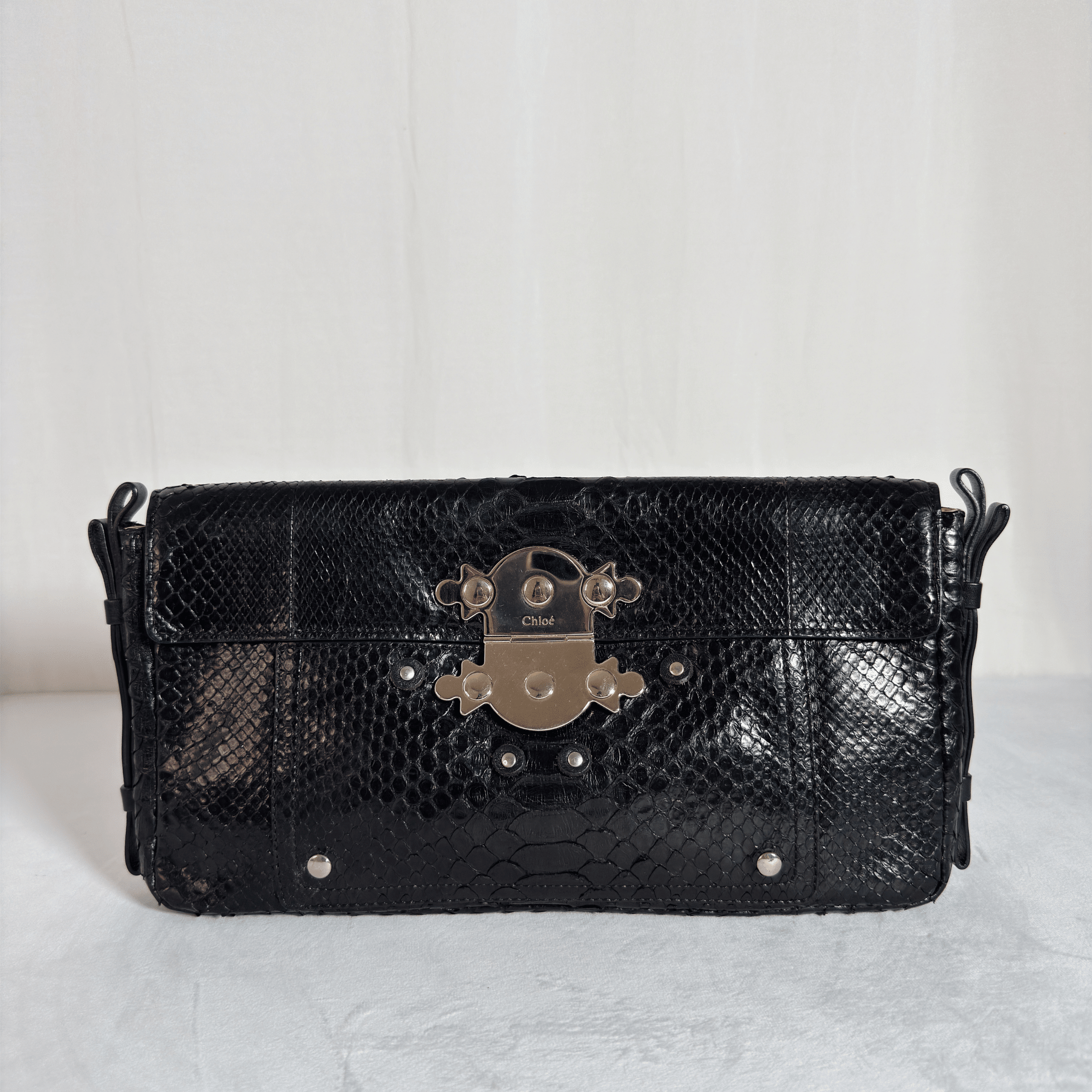 CHLOE - ELSIE POCHETTE - PYTHON EMBOSSE NOIR - La Belle Boutique
