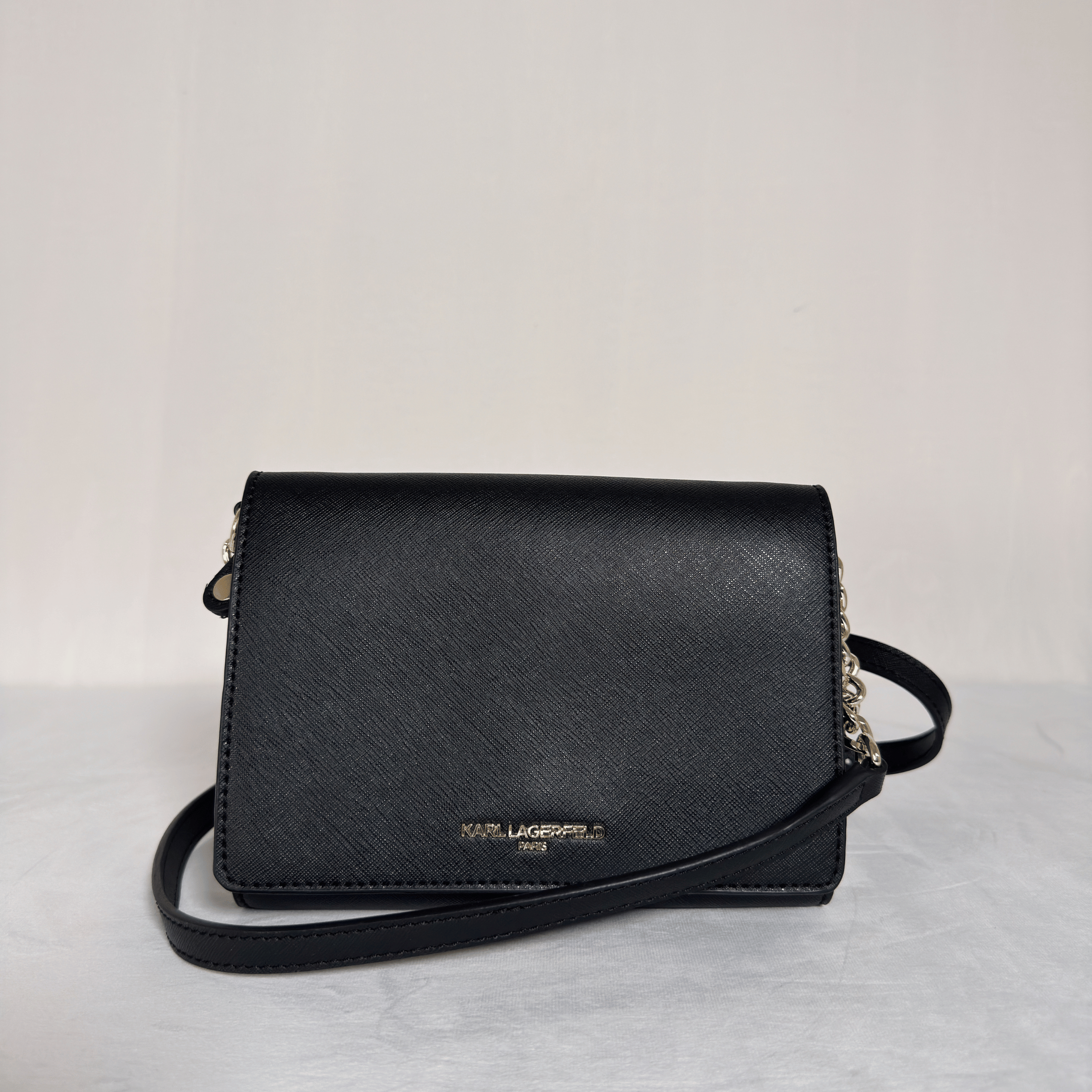 KARL LAGERFELD PARIS - SAC WALLET ON CHAIN - CUIR SAFFIANO NOIR