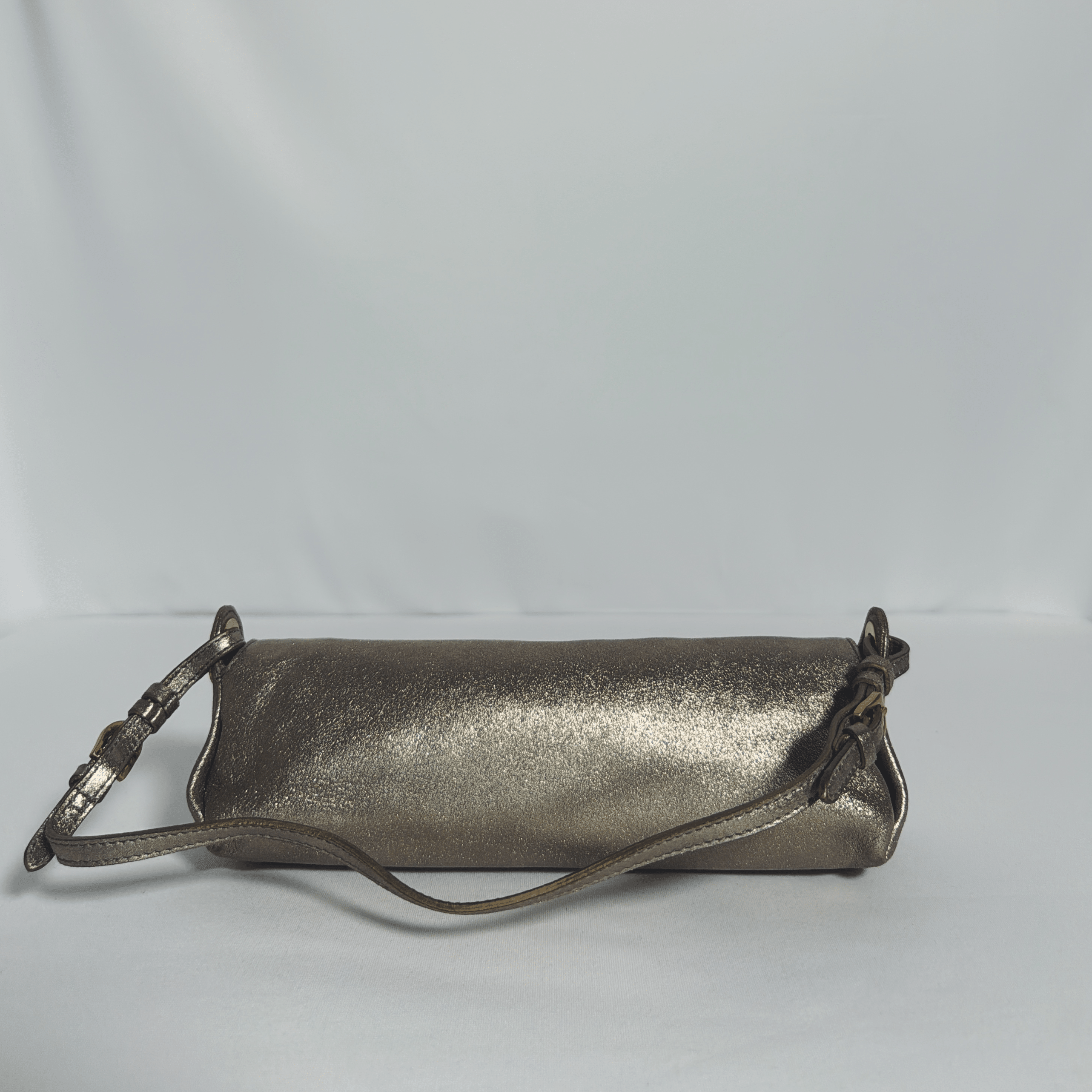 Jimmy Choo Baguette Metallic Vintage â cuir bronze, broche bijoux Swarovski - La Belle Boutique