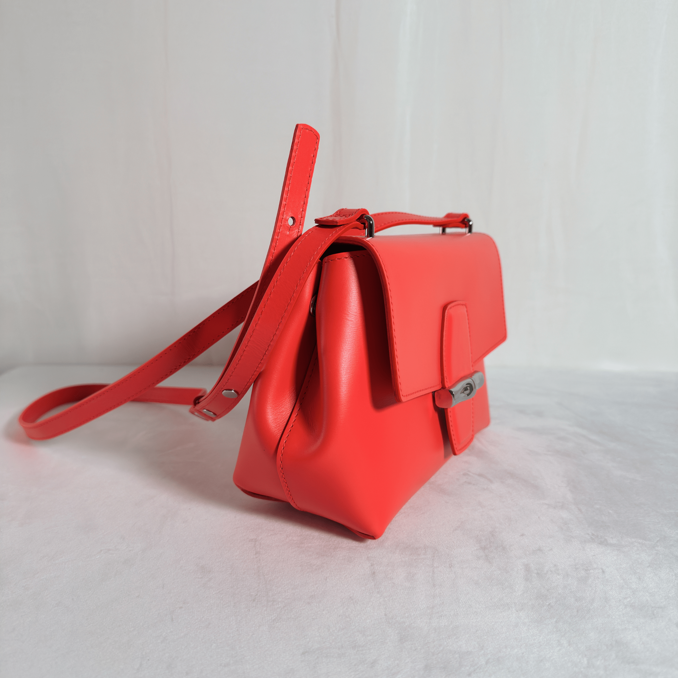 SAC LONGCHAMP LE ROSEAU BOX - CUIR LISSE COQUELICOT - La Belle Boutique