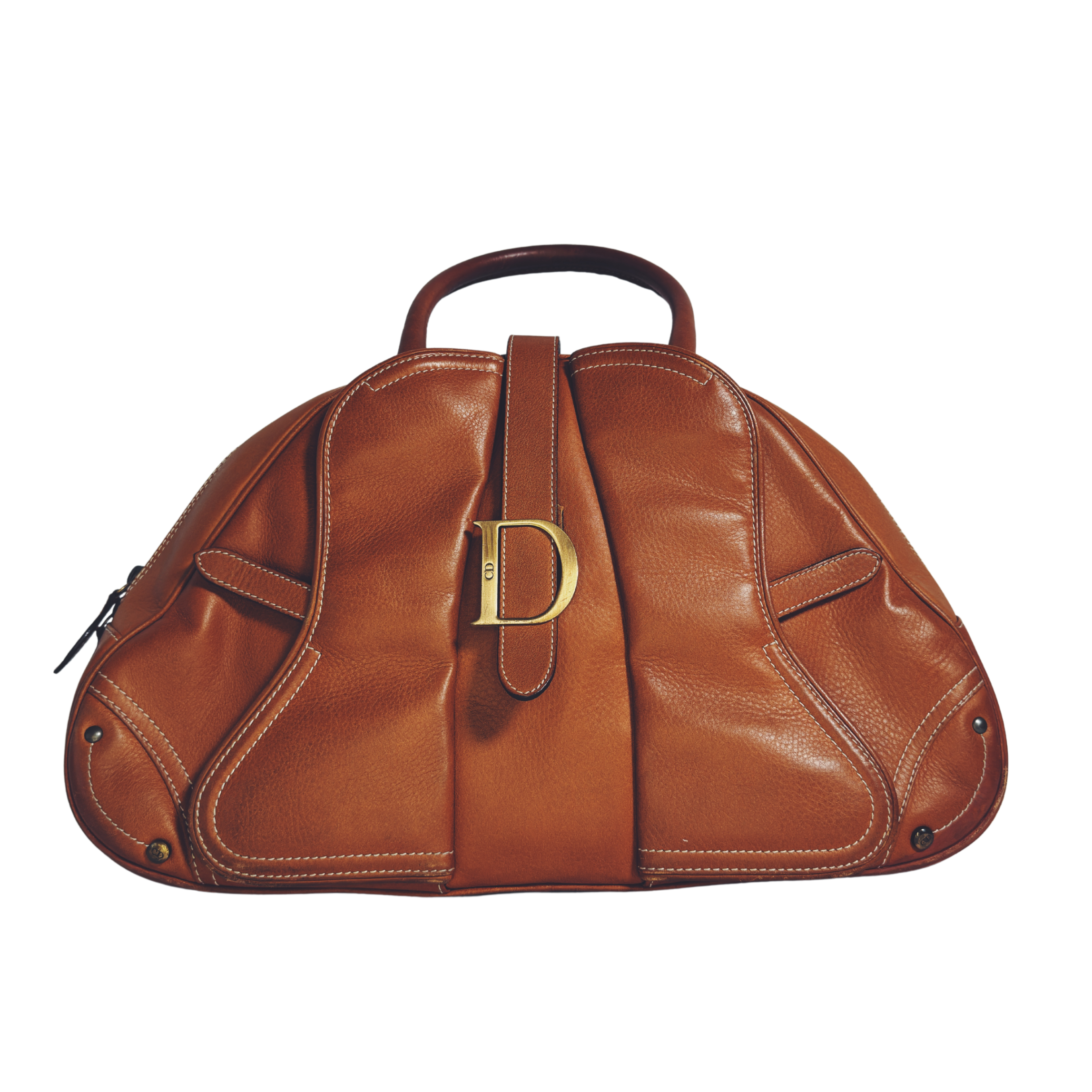 Sac à main Dior Double Saddle Bowling – Cuir cognac