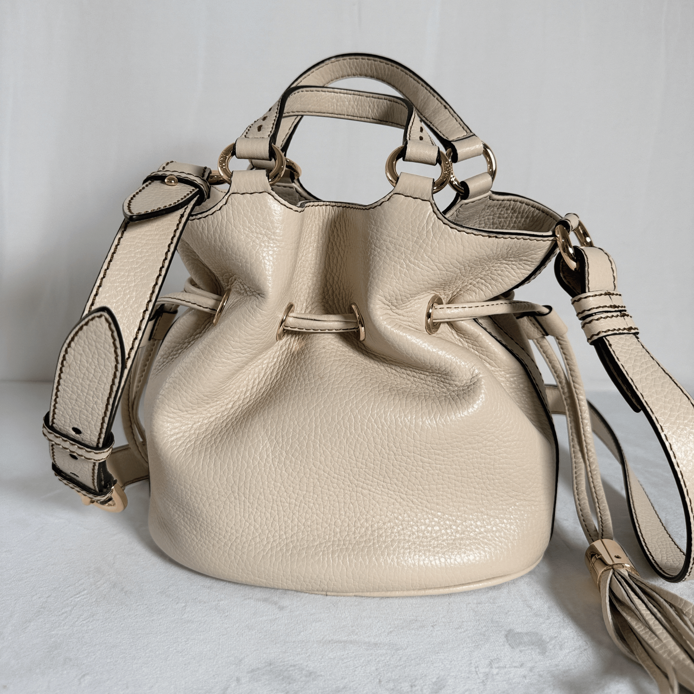 SAC SEAU LANCEL PREMIER FLIRT – TAILLE S – CUIR GRAINE CREME/ ECRU - La Belle Boutique