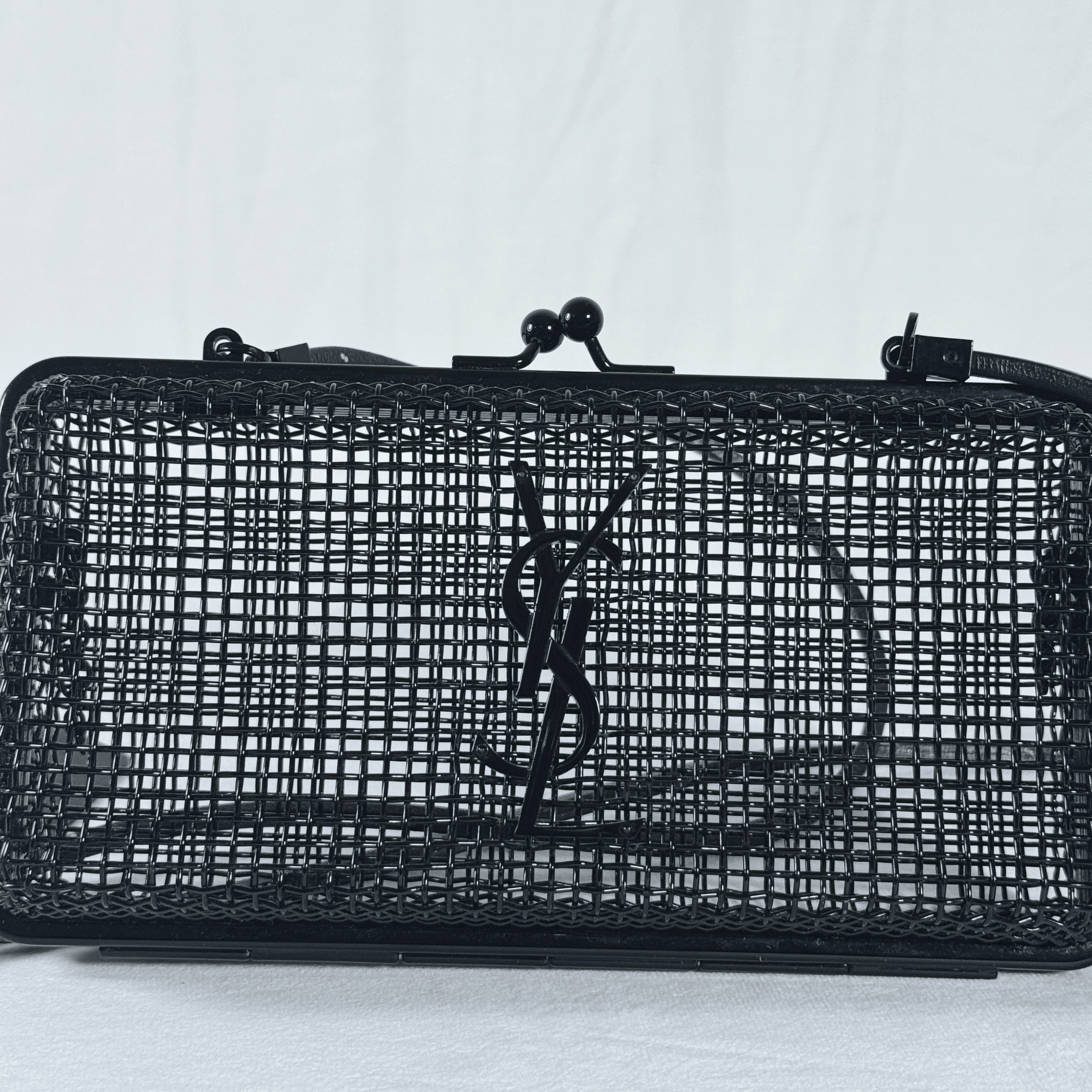SAC BANDOULIERE SAINT LAURENT EVENING CAGE - METAL NOIR MAT - La Belle Boutique