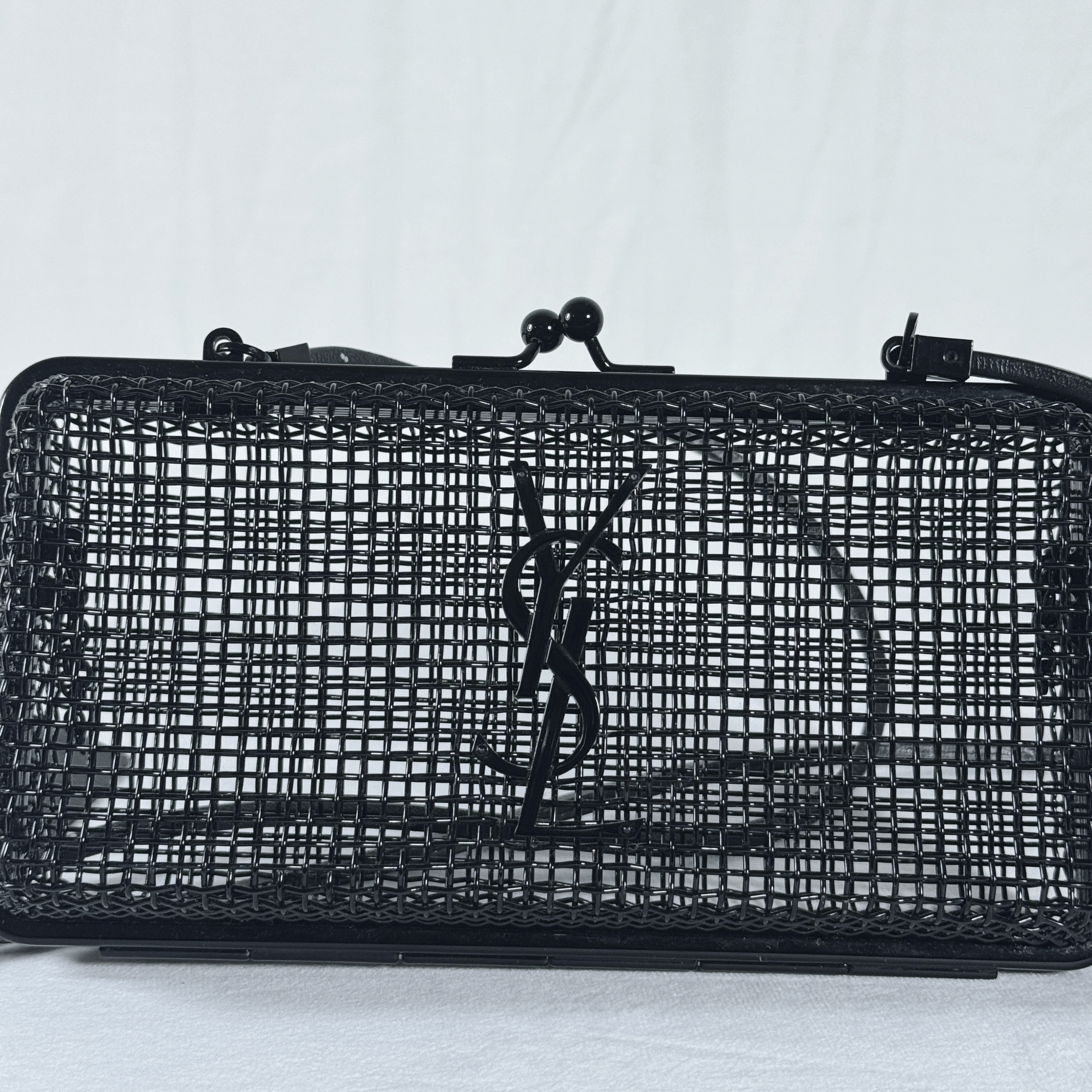 SAC BANDOULIERE SAINT LAURENT EVENING CAGE - METAL NOIR MAT