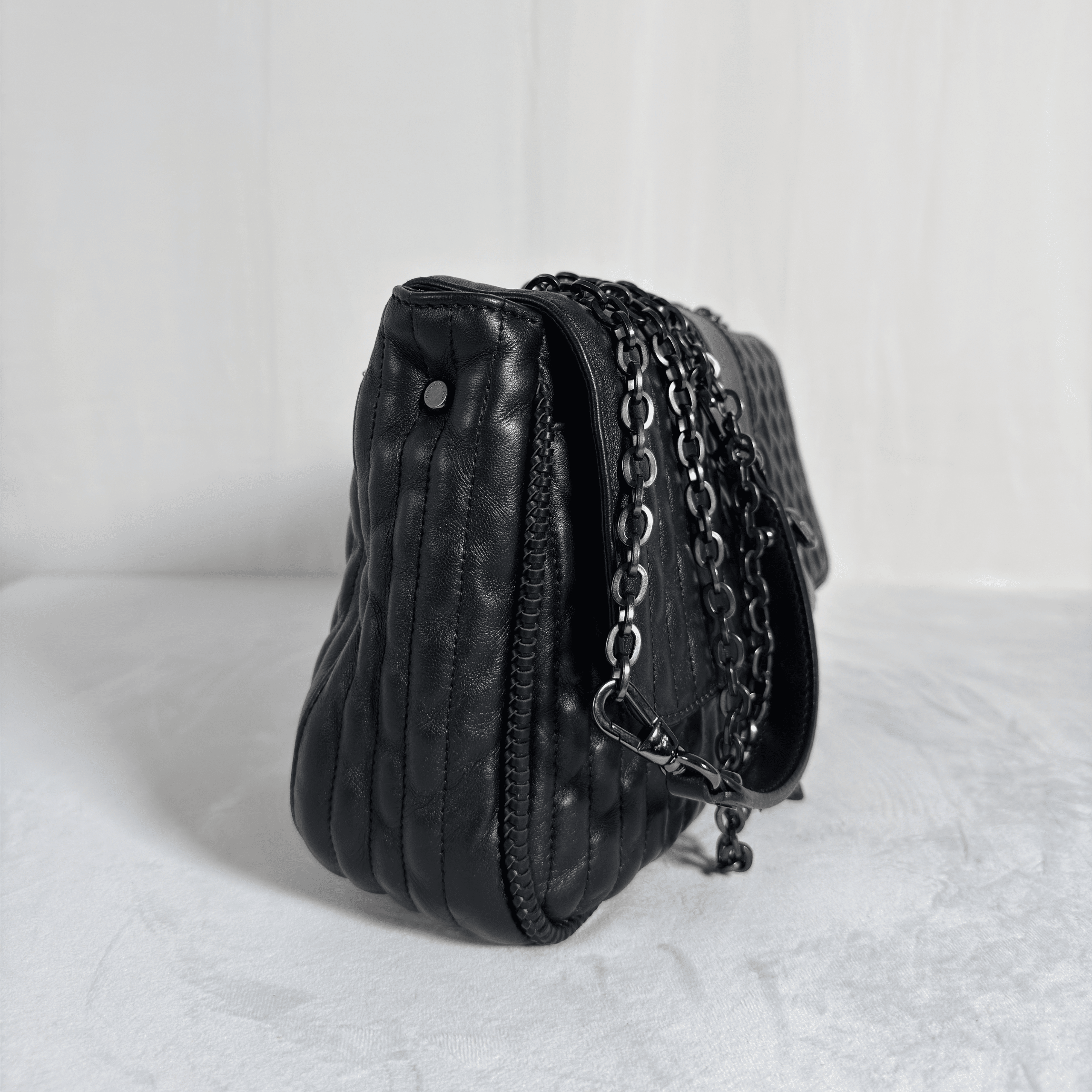 SAC BANDOULIERE LONGCHAMP AMAZONE M - CUIR MATELASSE NOIR - La Belle Boutique