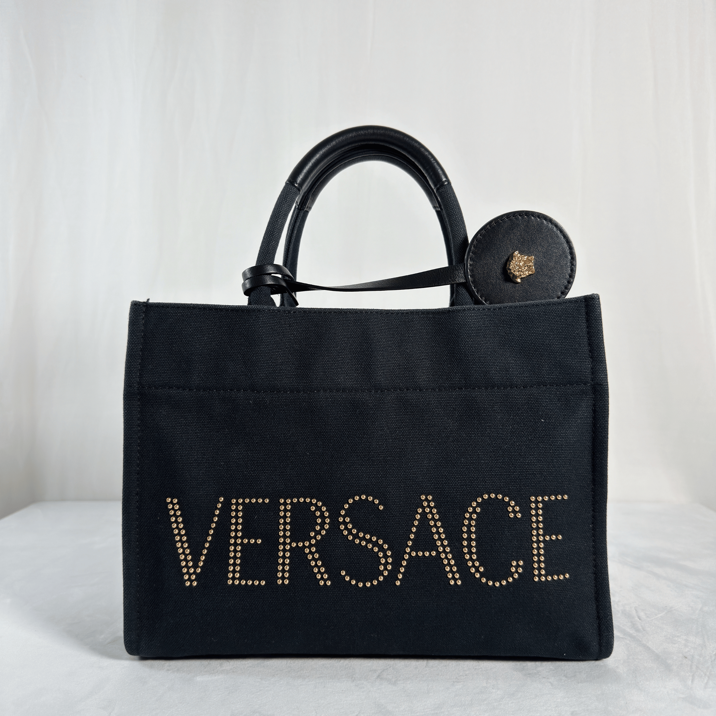 VERSACE - LA MEDUSA LARGE CANVAS TOTE - NOIR ET OR