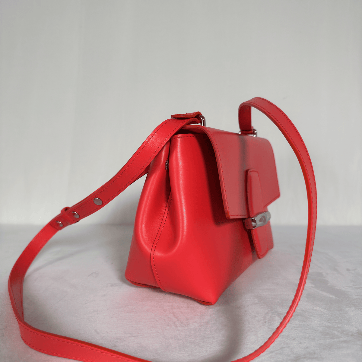 LONGCHAMP - ROSEAU BOX S - CUIR LISSE COQUELICOT