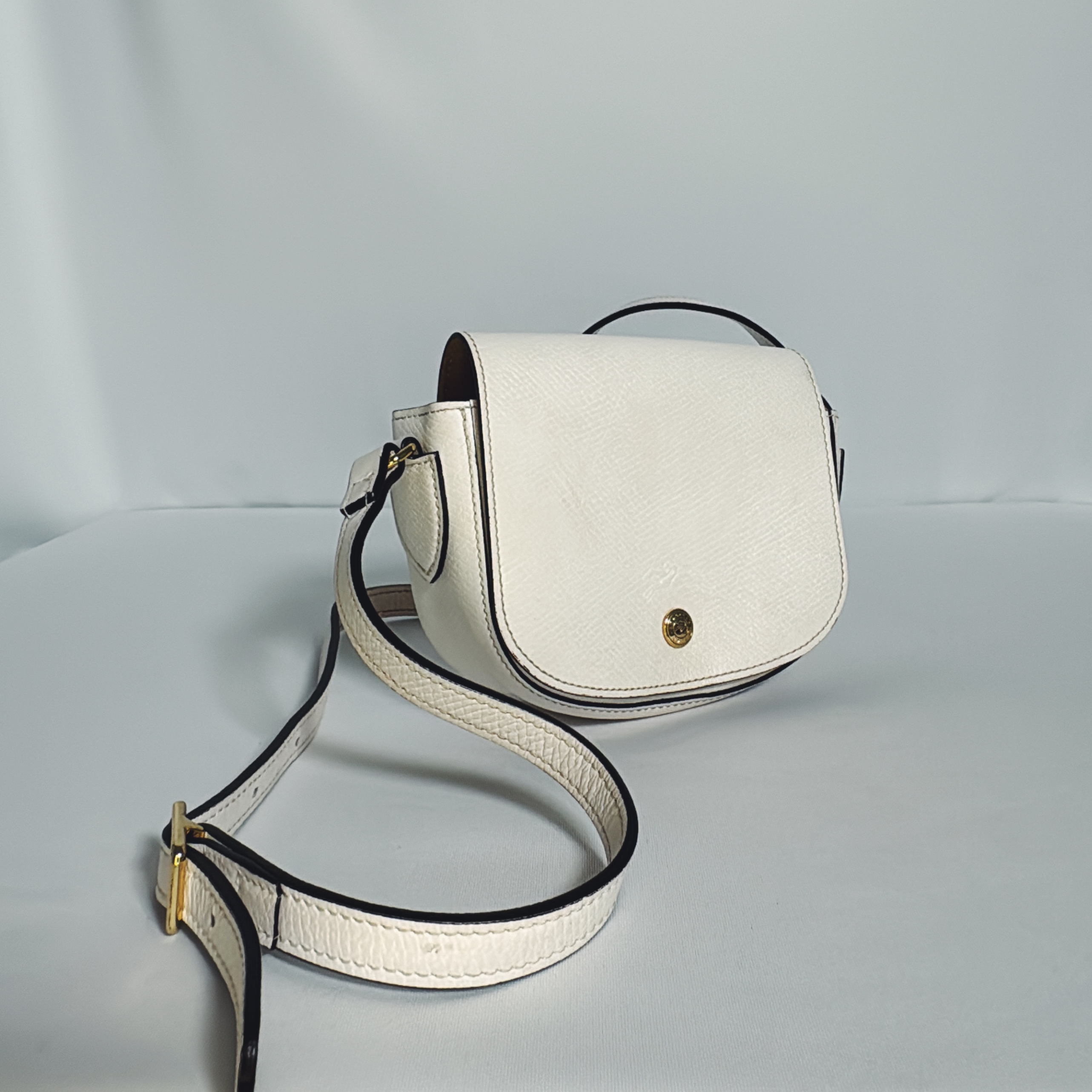 Sac bandoulière Longchamp en cuir grainé ivoire