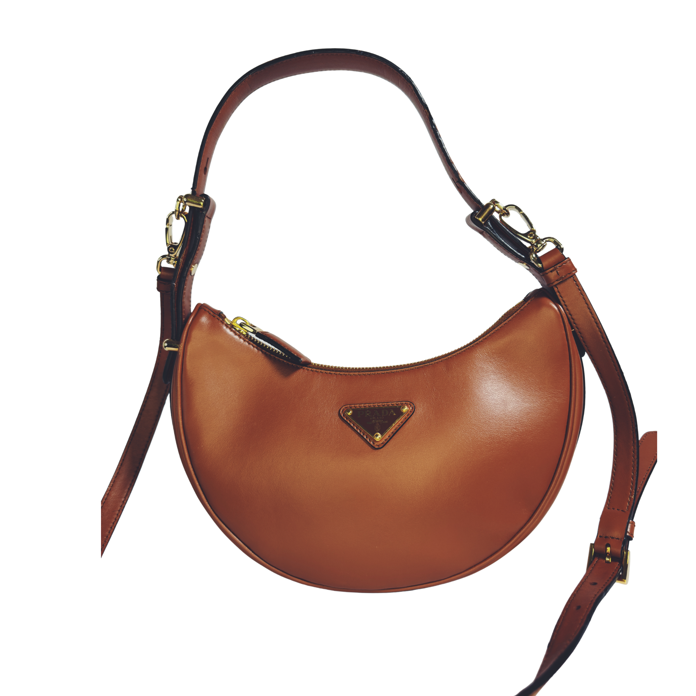 Sac Prada Arqué – Cuir cognac