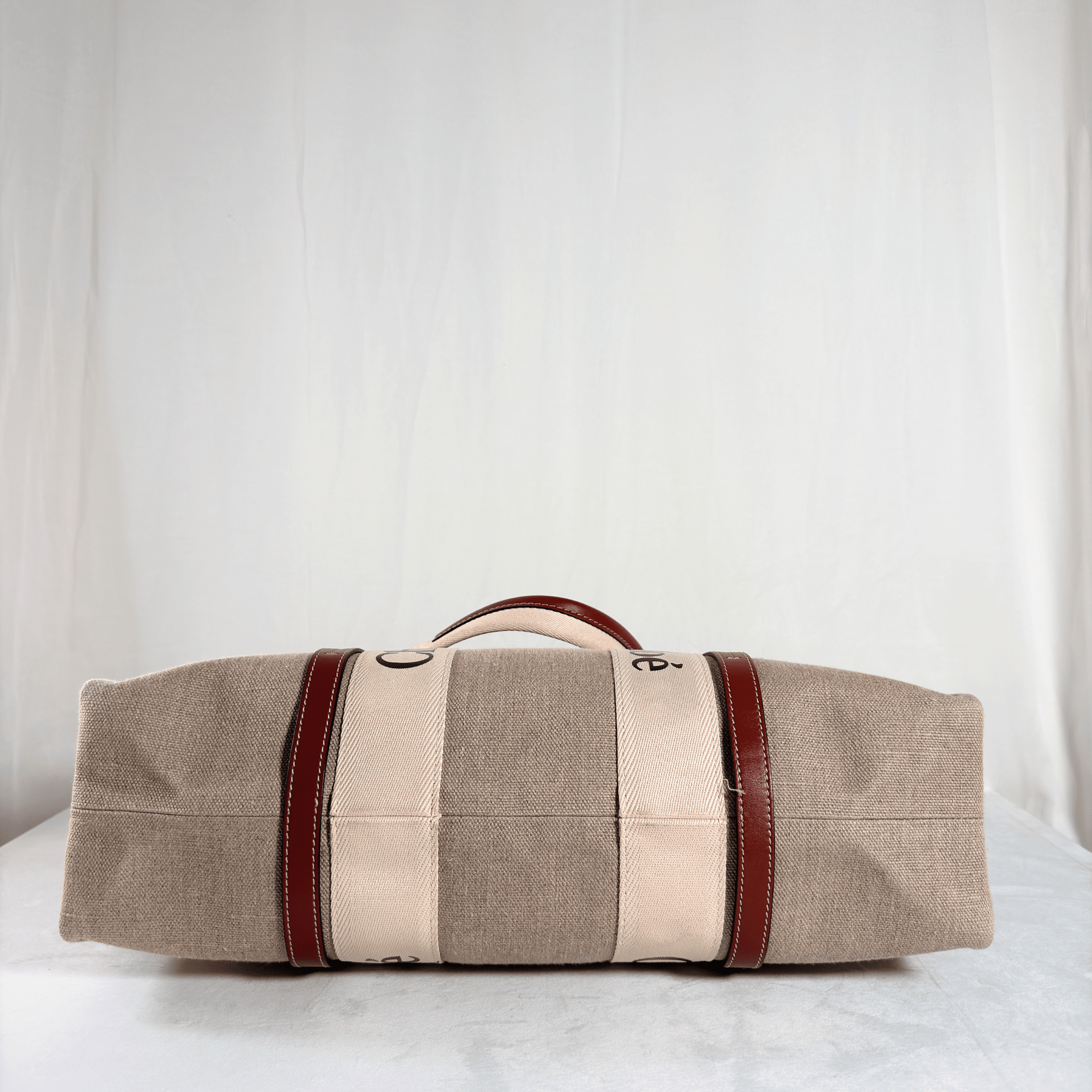 SAC CABAS CHLOE WOODY LARGE - TOILE DE LIN & CUIR - La Belle Boutique