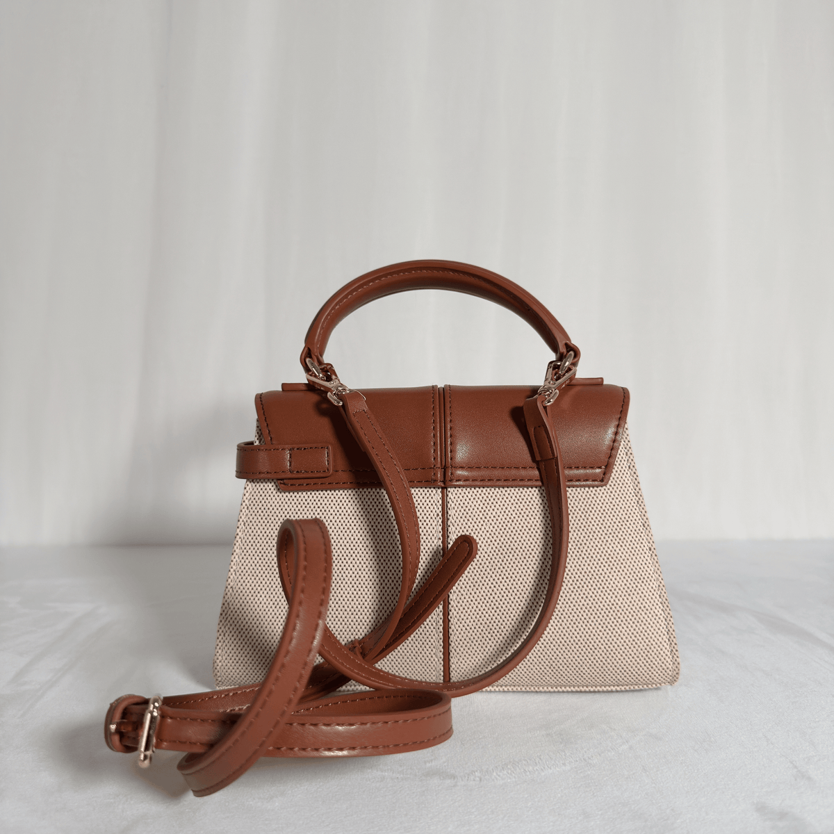 JW PEI - ELIS MINI - TOILE CANVAS ET CUIR VEGAN COGNAC