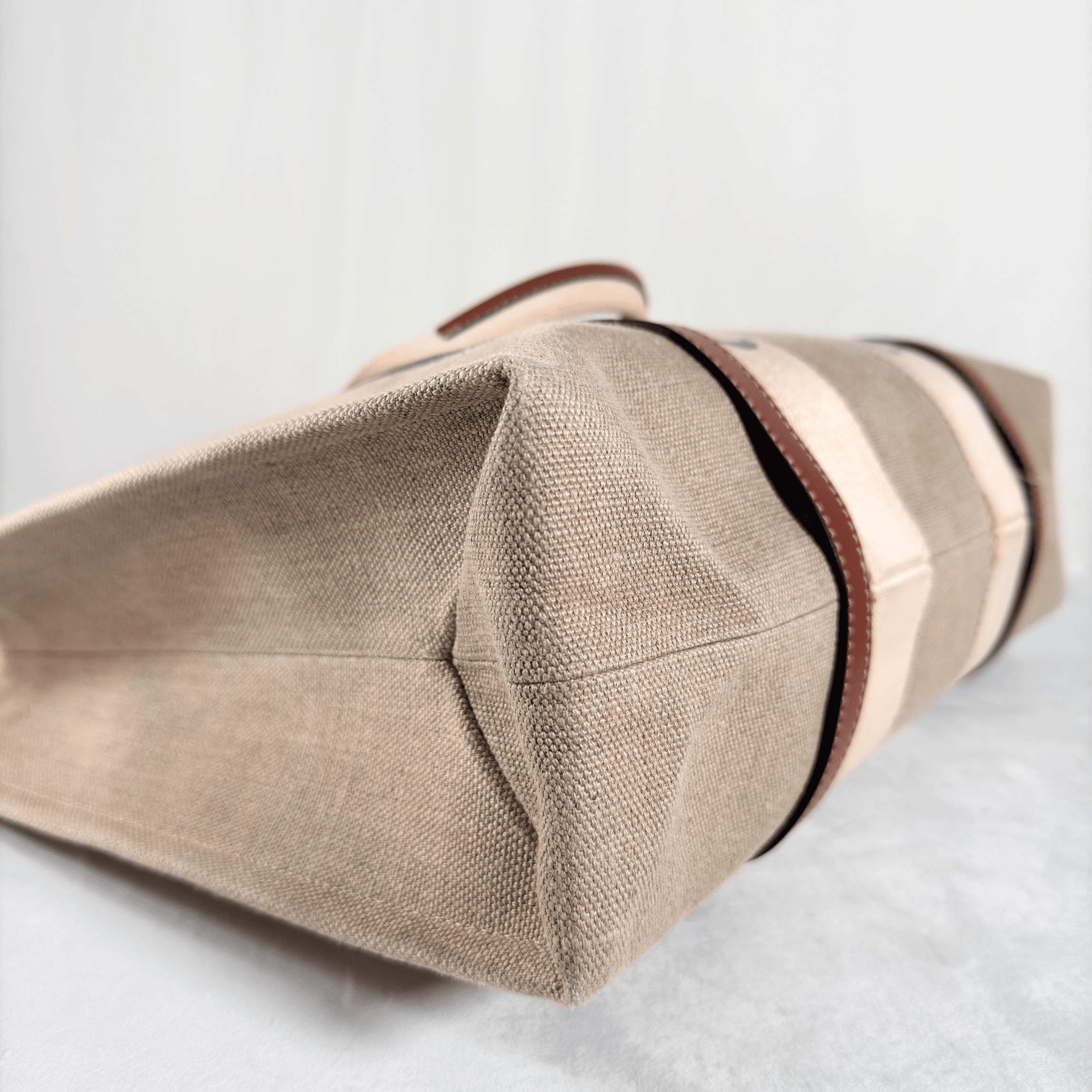 SAC CABAS CHLOE WOODY LARGE - TOILE DE LIN & CUIR - La Belle Boutique