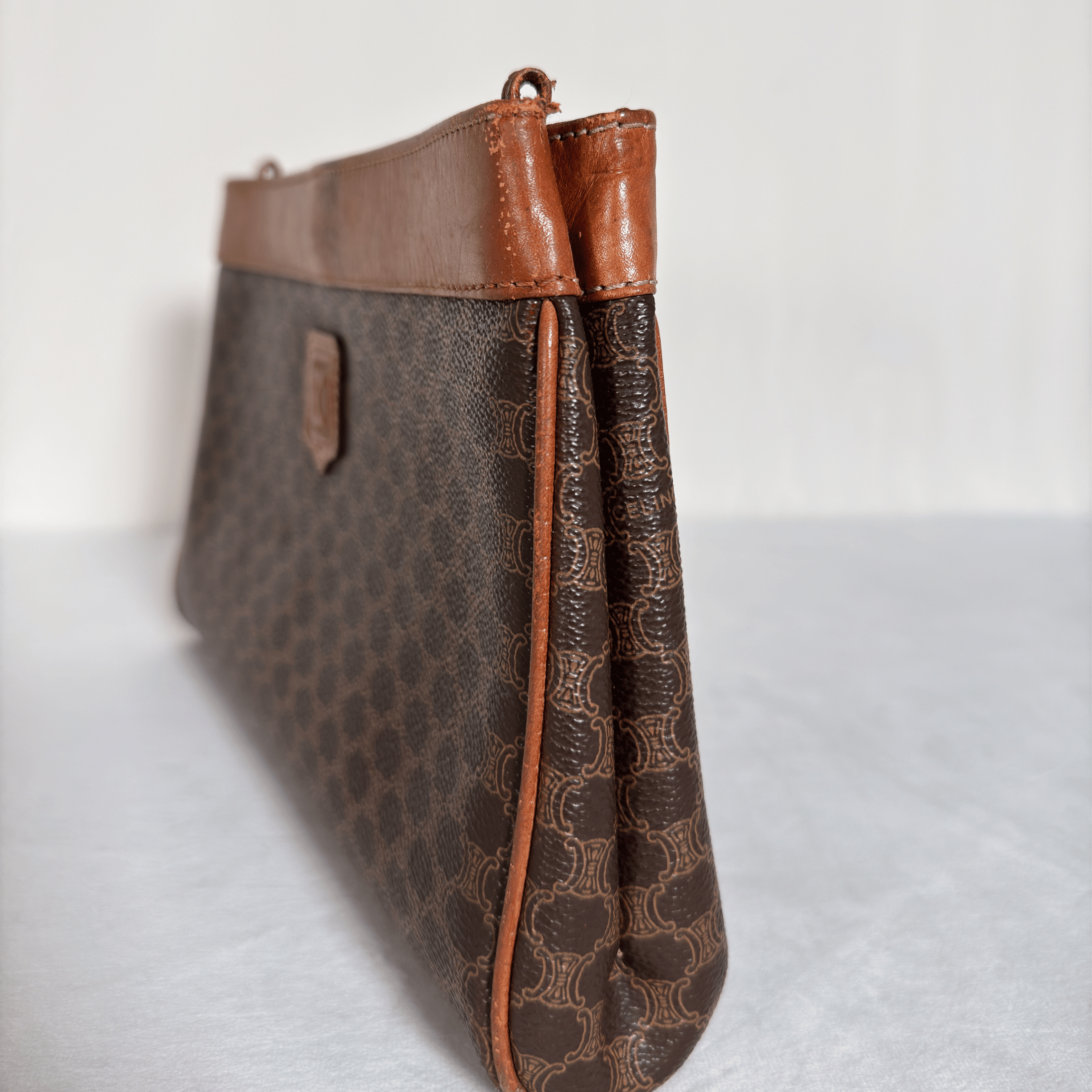 CELINE - POCHETTE VINTAGE MACADAM - TOILE ENDUITE MARRON