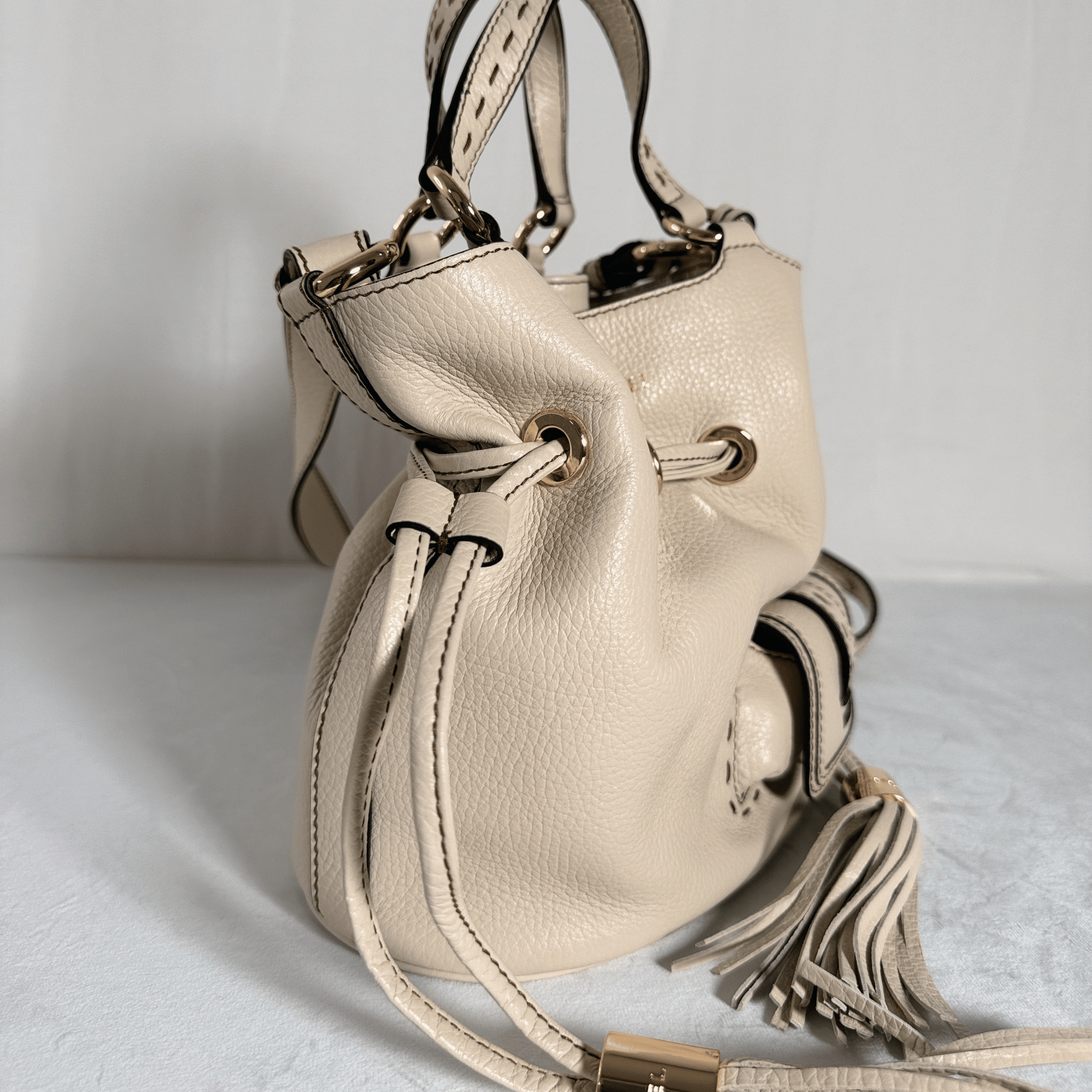 SAC SEAU LANCEL PREMIER FLIRT – TAILLE S – CUIR GRAINE CREME/ ECRU - La Belle Boutique