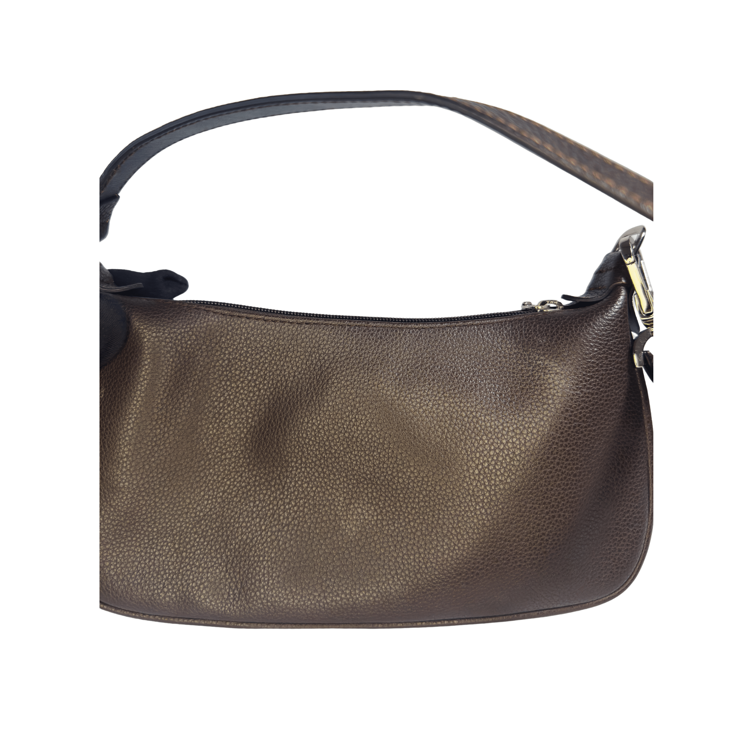 Sac à épaule Longchamp en cuir grainé chocolat - La Belle Boutique