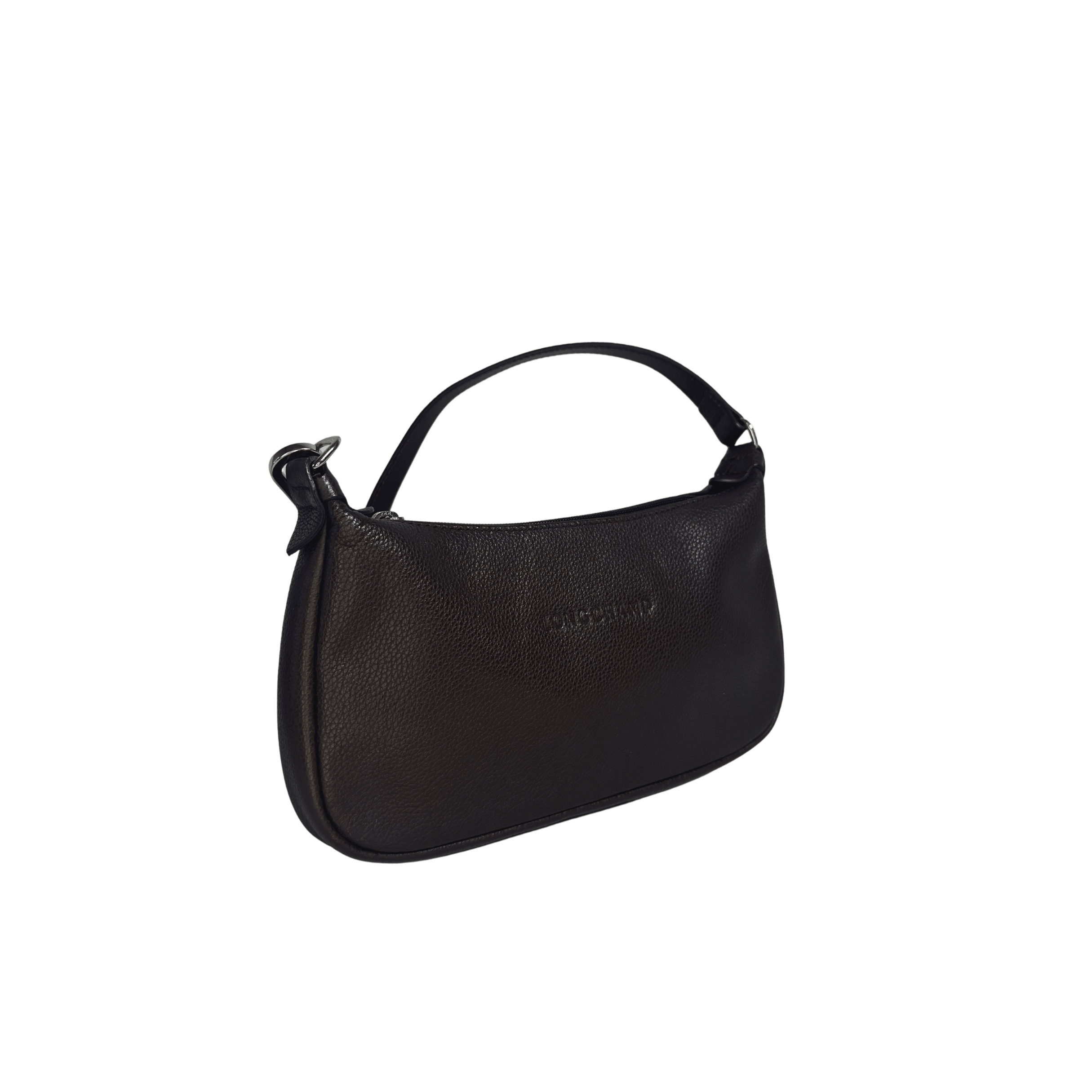 Sac à épaule Longchamp en cuir grainé chocolat - La Belle Boutique