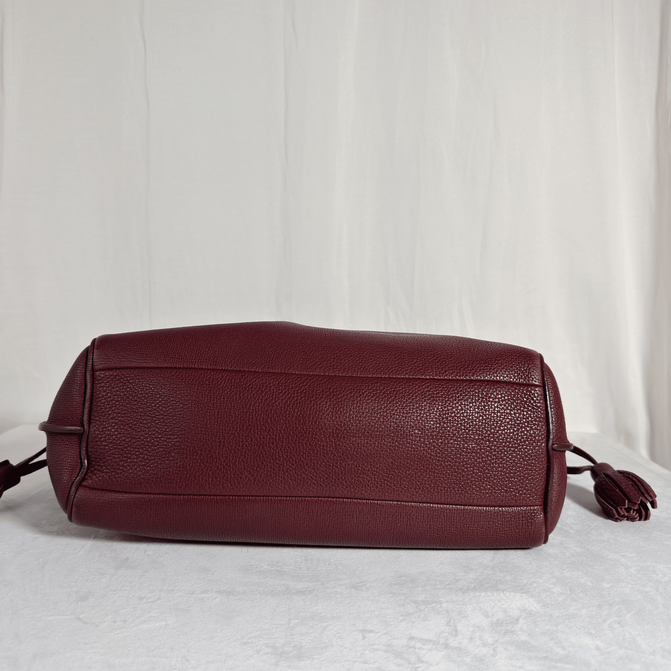 SAC A MAIN LONGCHAMP PENELOPE - CUIR TAURILLON GRAINE BORDEAUX - La Belle Boutique