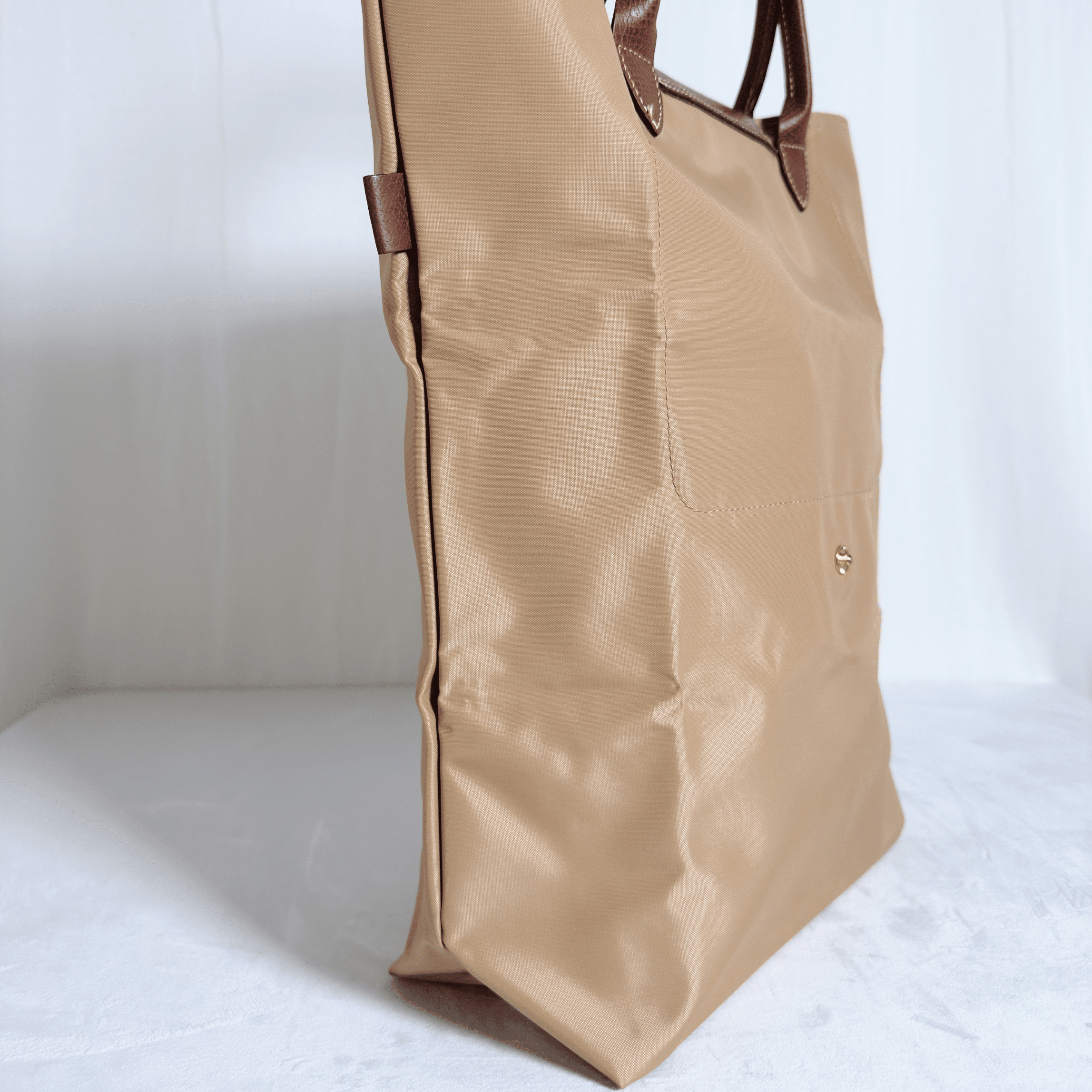 SAC CABAS LONGCHAMP LE PLIAGE ORIGINAL - TOILE BEIGE / FORMAT VERTICAL - La Belle Boutique