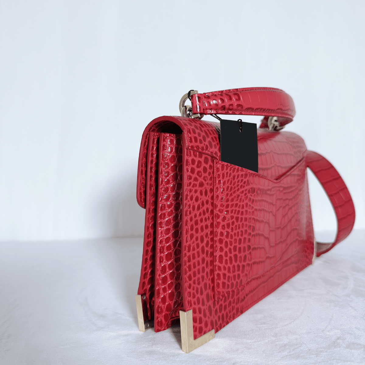 THE KOOPLES - SAC EMILY MEDIUM - CUIR EFFET CROCODILE ROUGE