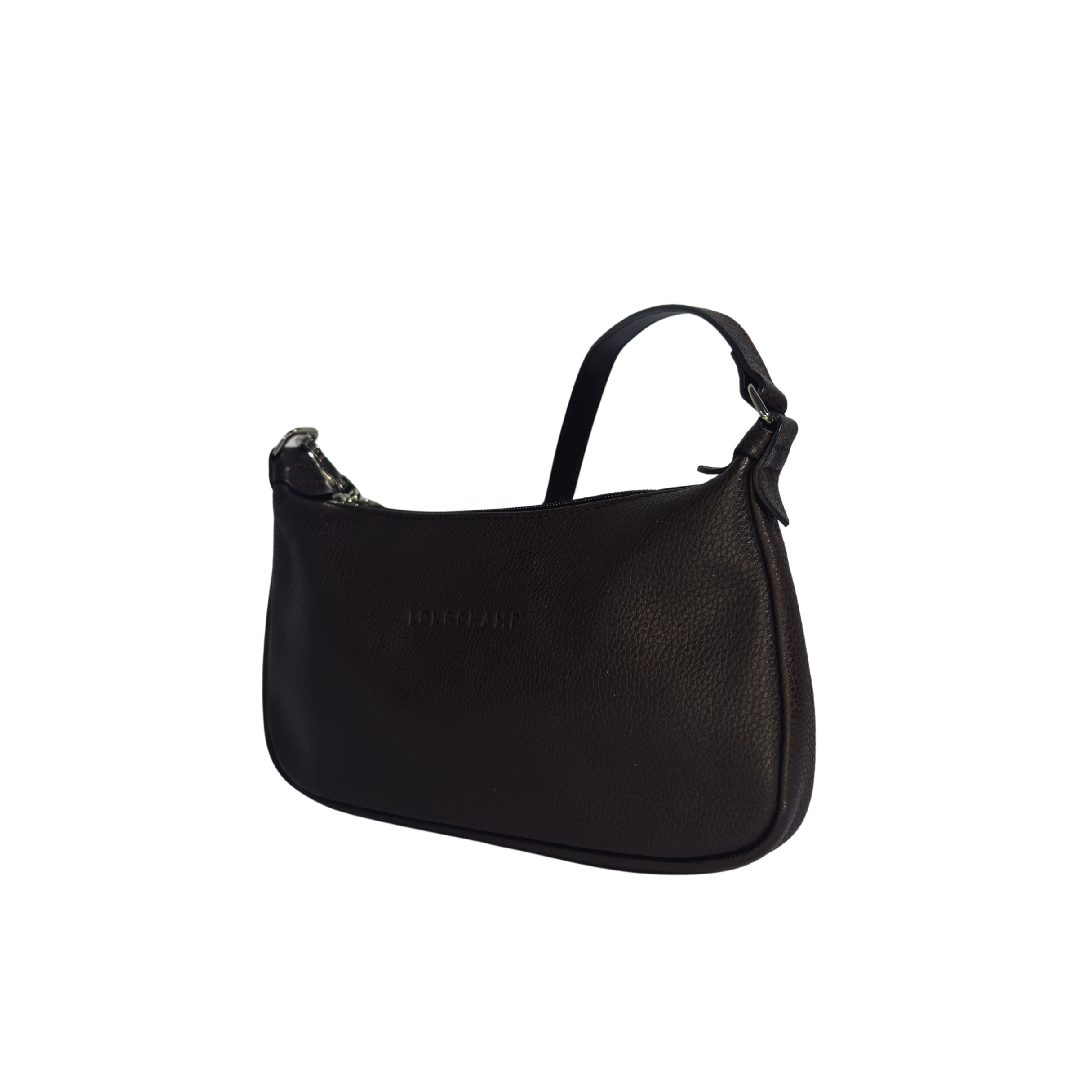 Sac à épaule Longchamp en cuir grainé chocolat