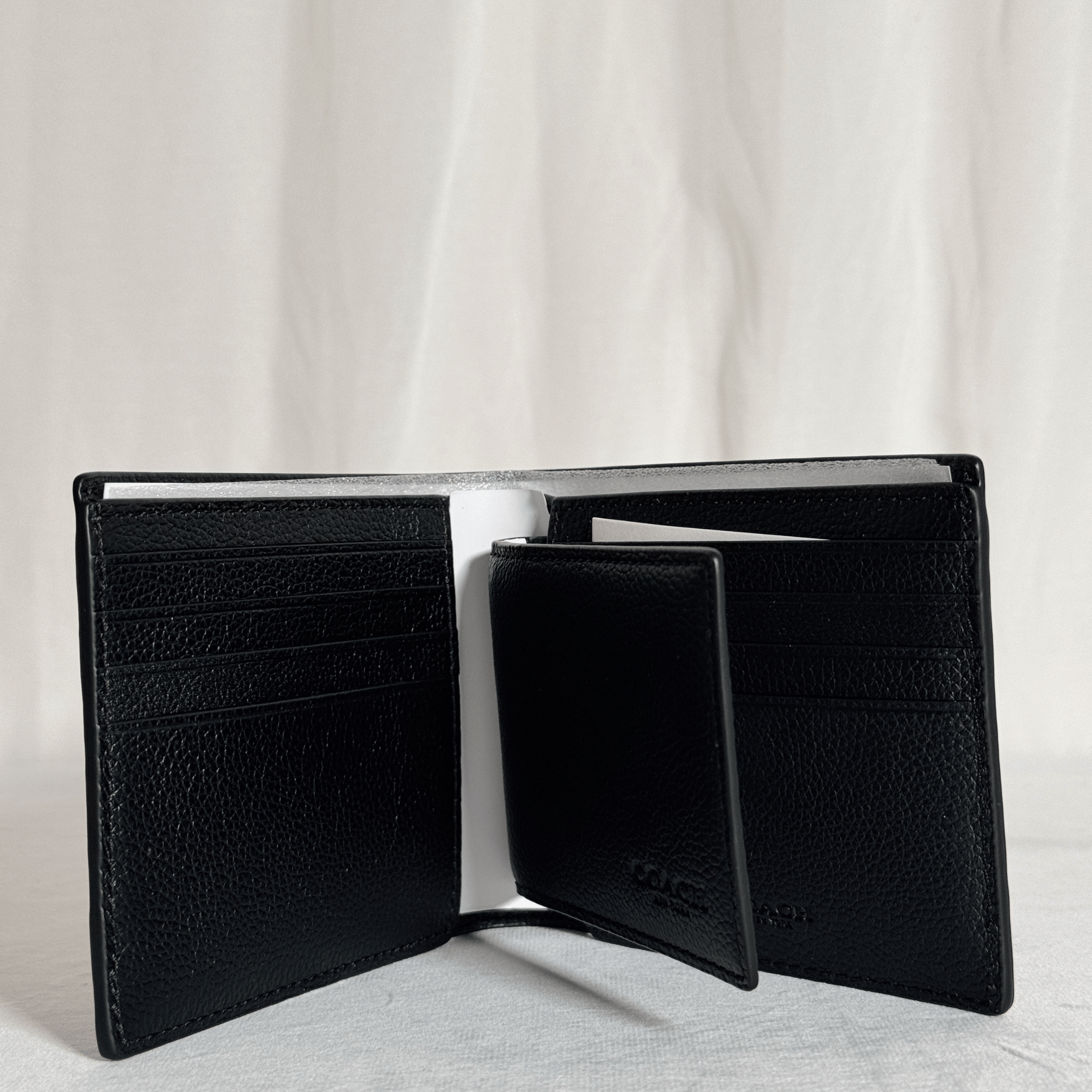 COACH - PORTEFEUILLE 3-IN-1 - CUIR GRAINÉ NOIR - AVEC PORTE-CARTE AMOVIBLE