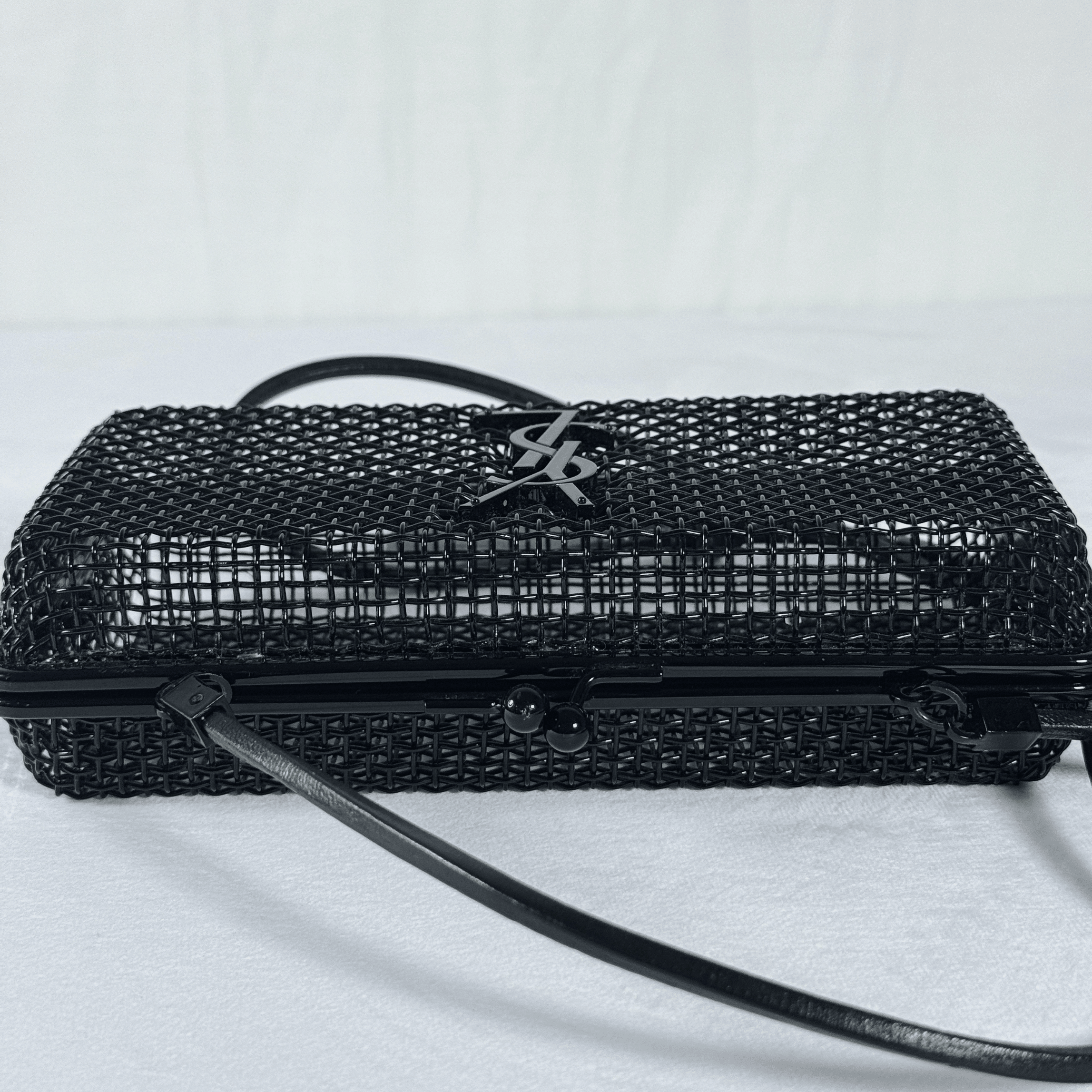 SAC BANDOULIERE SAINT LAURENT EVENING CAGE - METAL NOIR MAT - La Belle Boutique