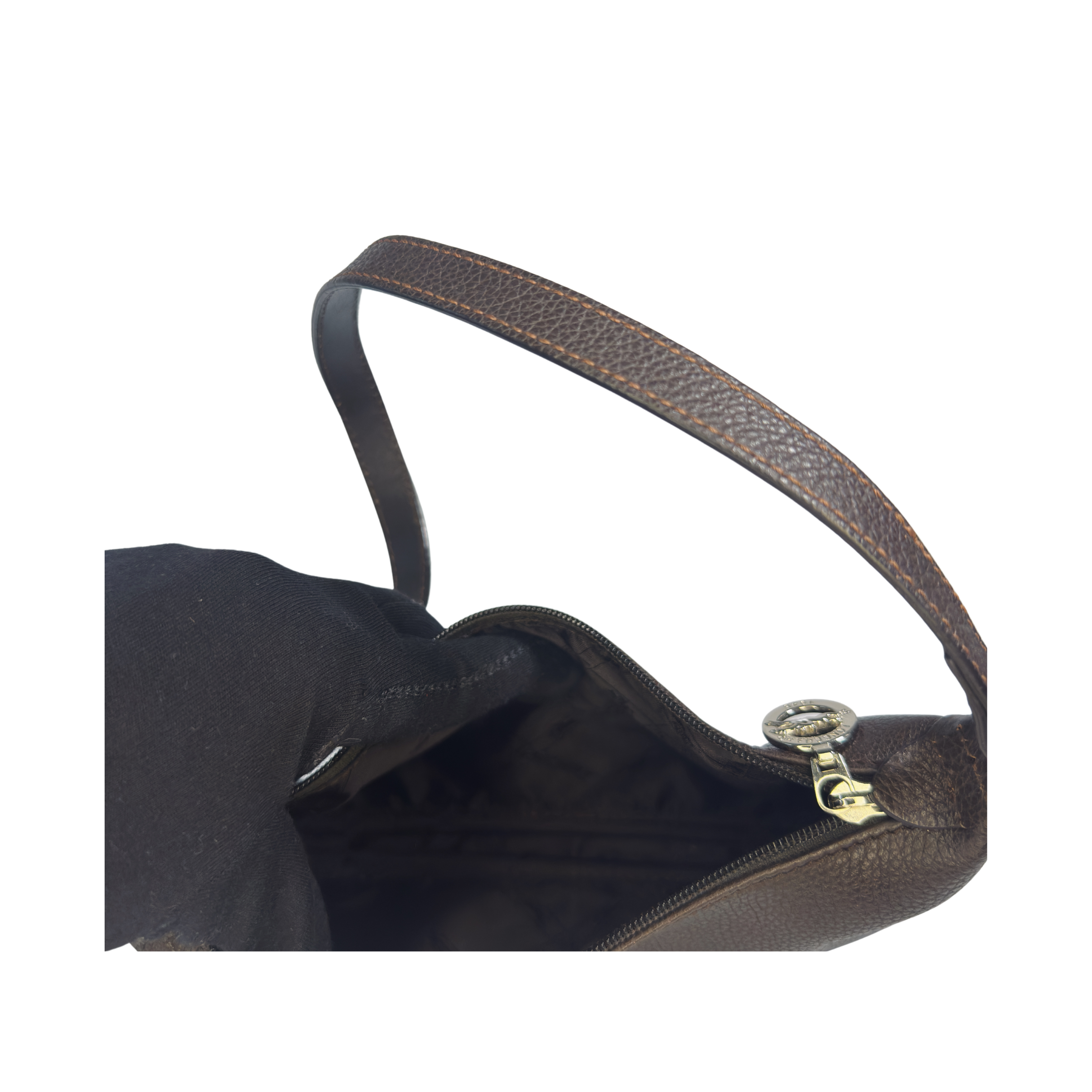 Sac à épaule Longchamp en cuir grainé chocolat