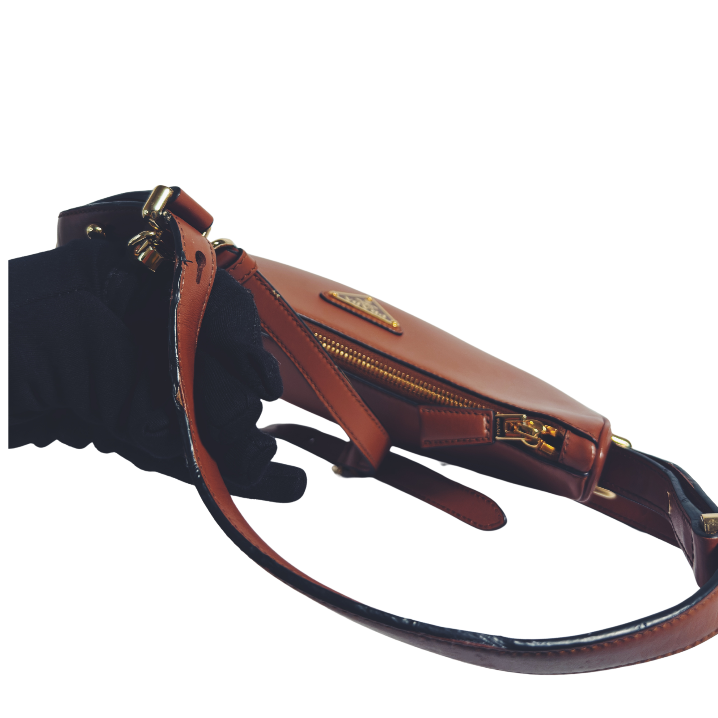 Sac Prada Arqué – Cuir cognac