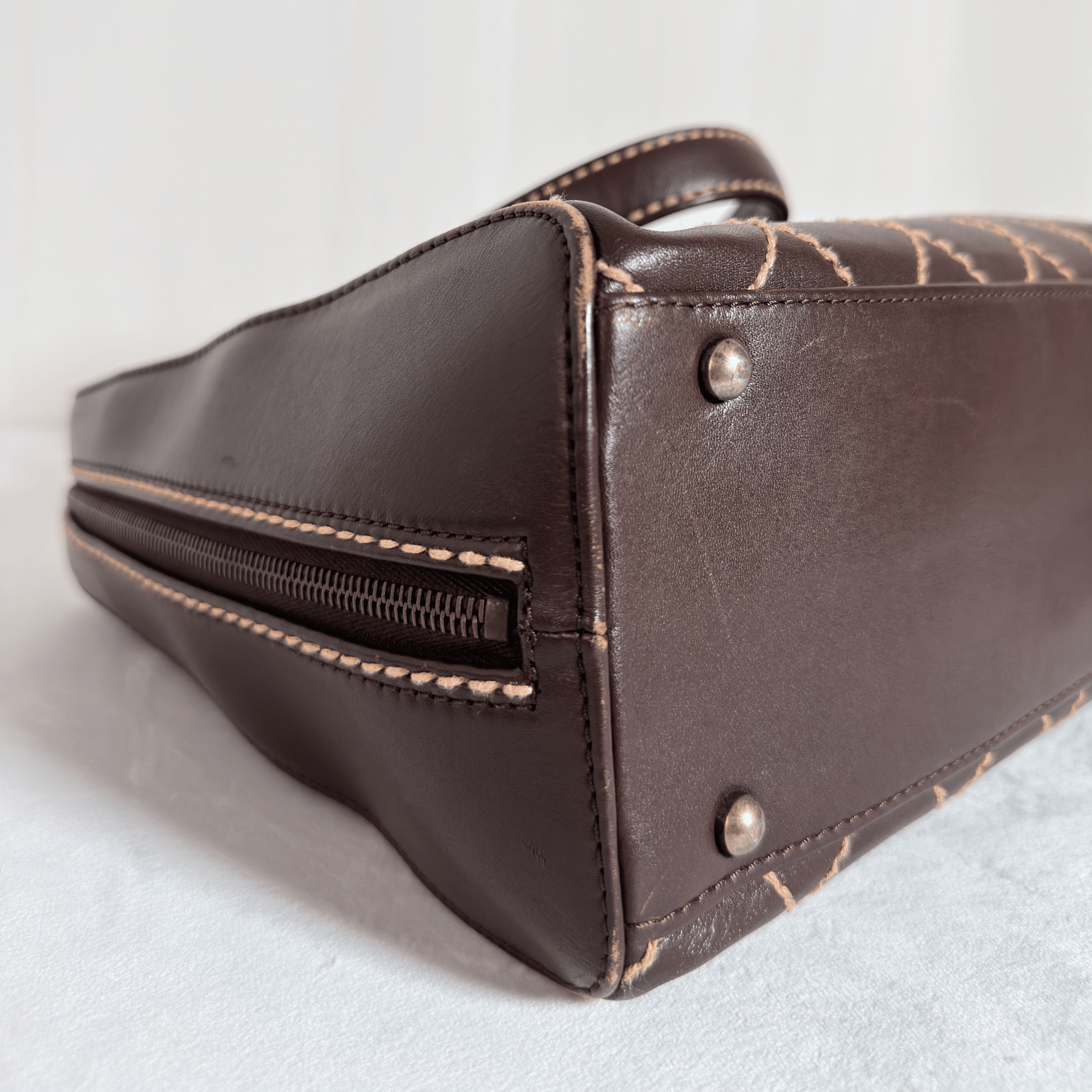 CHANEL - WILD STITCH HANDBAG - CUIR MARRON VINTAGE