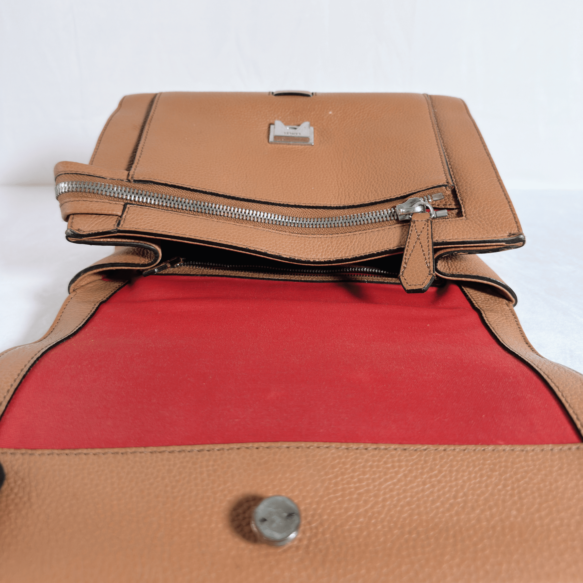 SAC LANCEL NINON - TAILLE M - CUIR GRAINE CAMEL - La Belle Boutique
