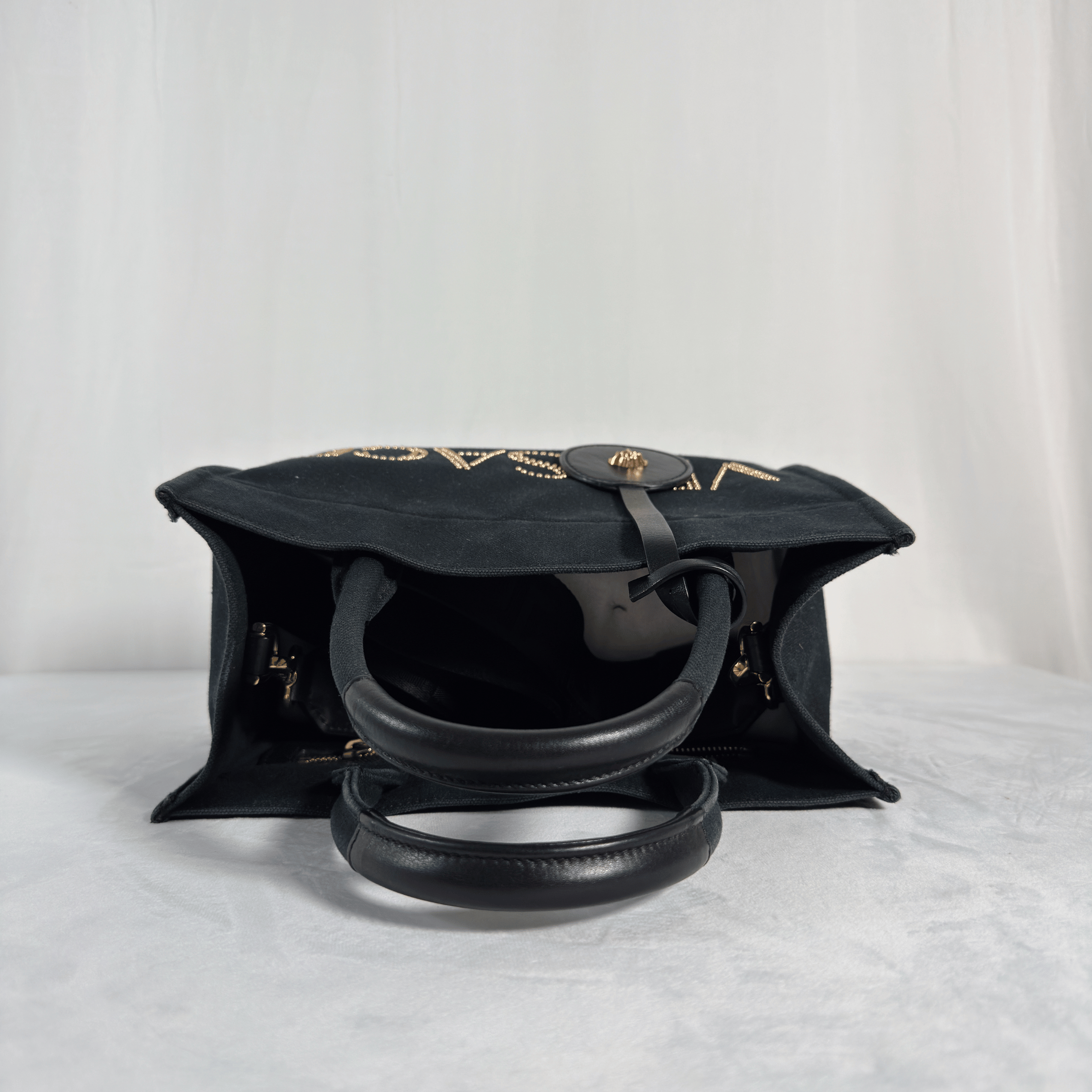 VERSACE - LA MEDUSA LARGE CANVAS TOTE - NOIR ET OR