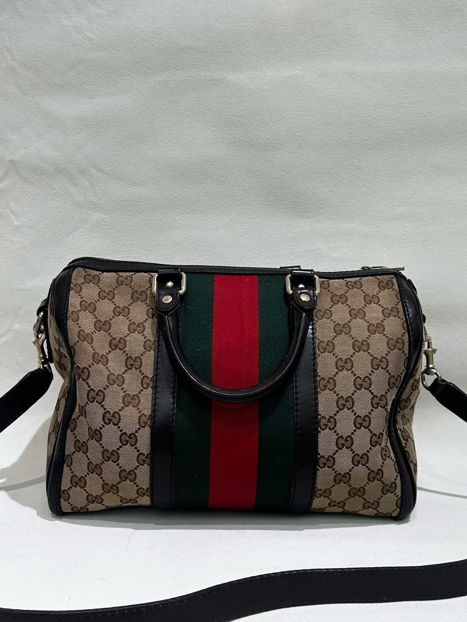 GUCCI - BOSTON VINTAGE WEB GG CANVAS - BEIGE/MARRON