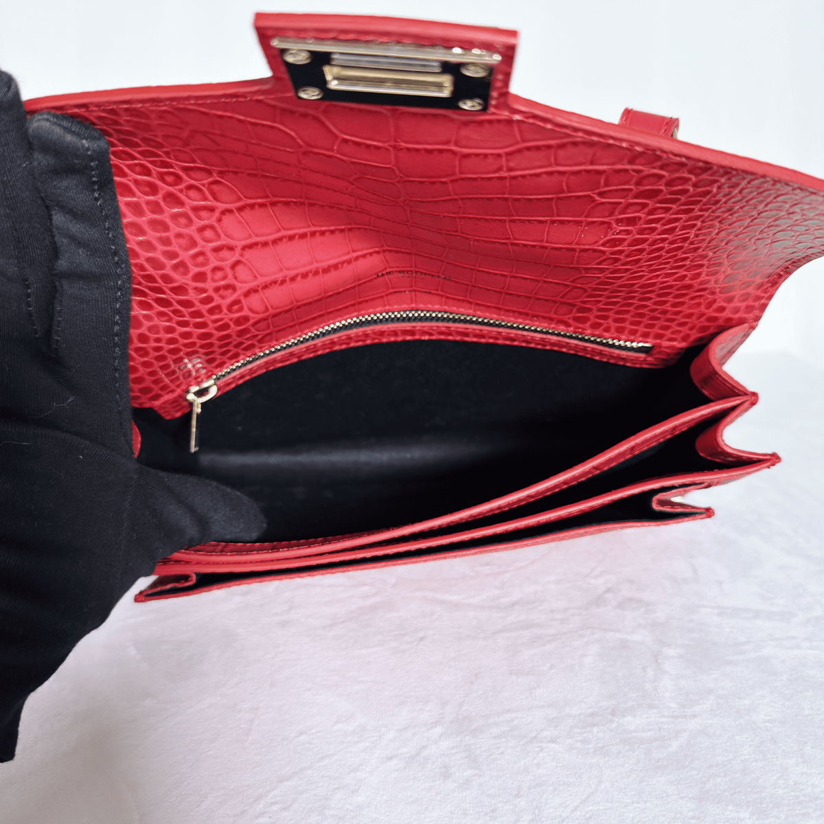 THE KOOPLES - SAC EMILY MEDIUM - CUIR EFFET CROCODILE ROUGE