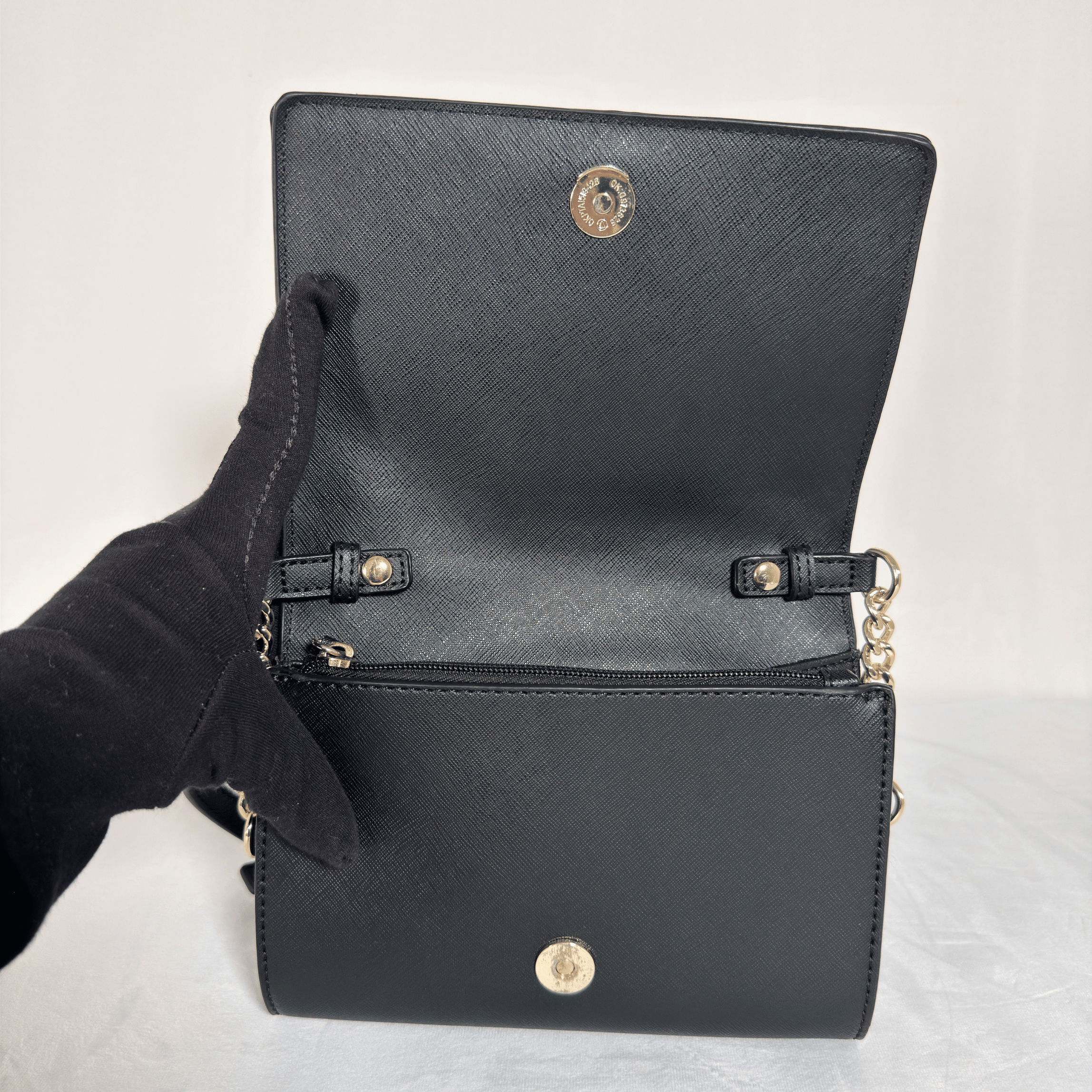 KARL LAGERFELD PARIS - SAC WALLET ON CHAIN - CUIR SAFFIANO NOIR