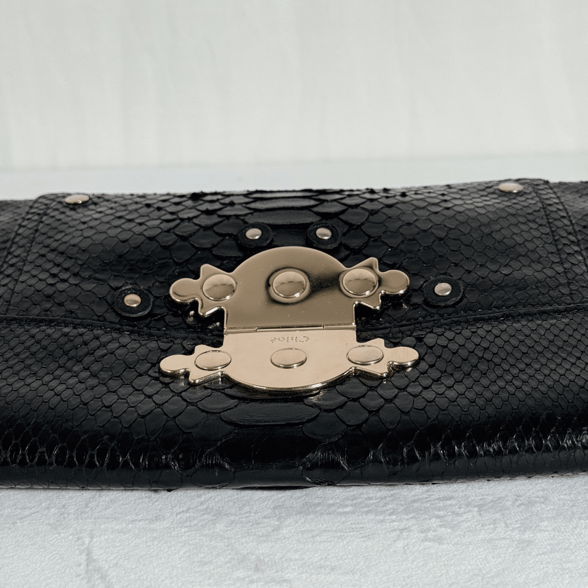CHLOE - ELSIE POCHETTE - PYTHON EMBOSSE NOIR - La Belle Boutique
