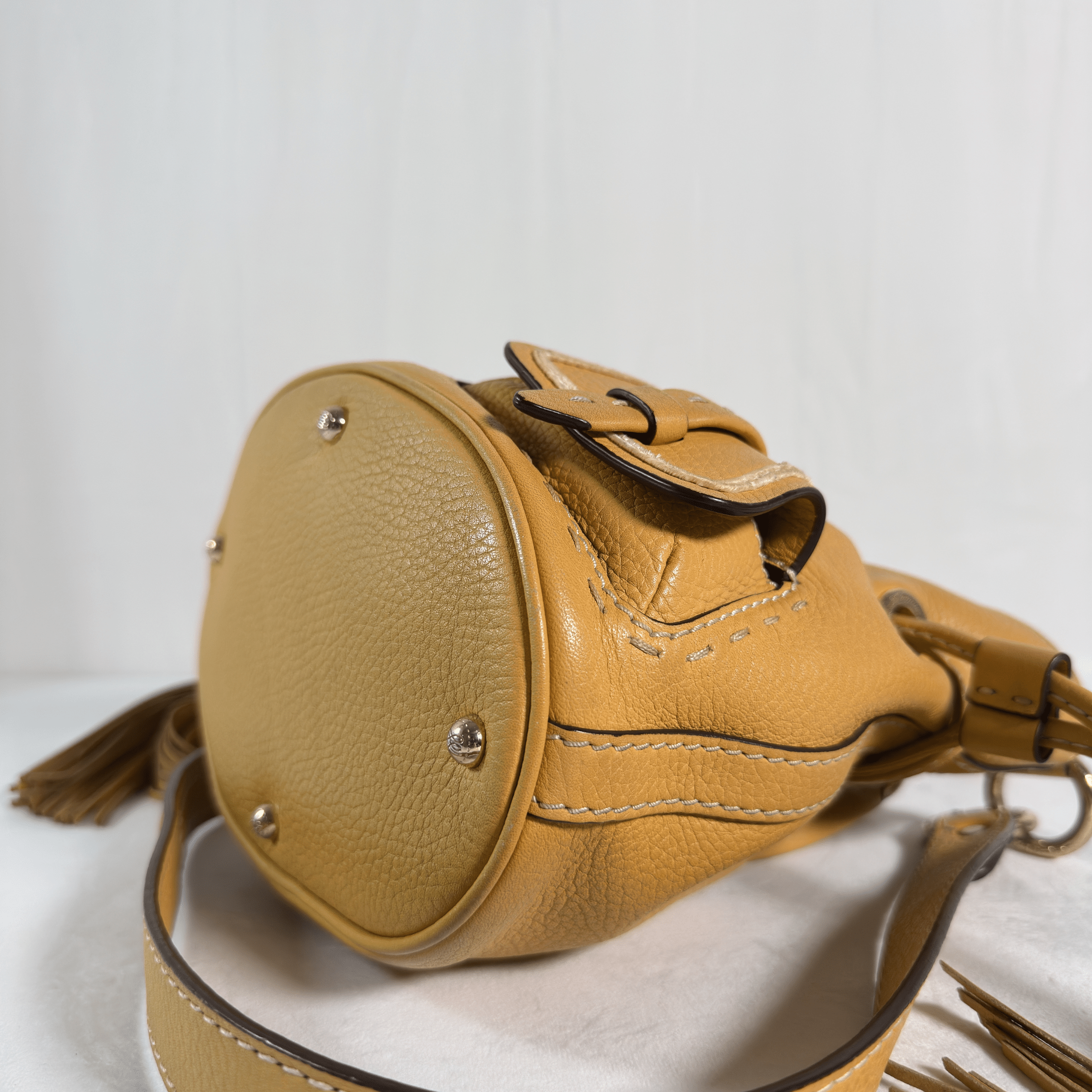 SAC SEAU LANCEL PREMIER FLIRT S - CUIR GRAINE MOUTARDE - La Belle Boutique