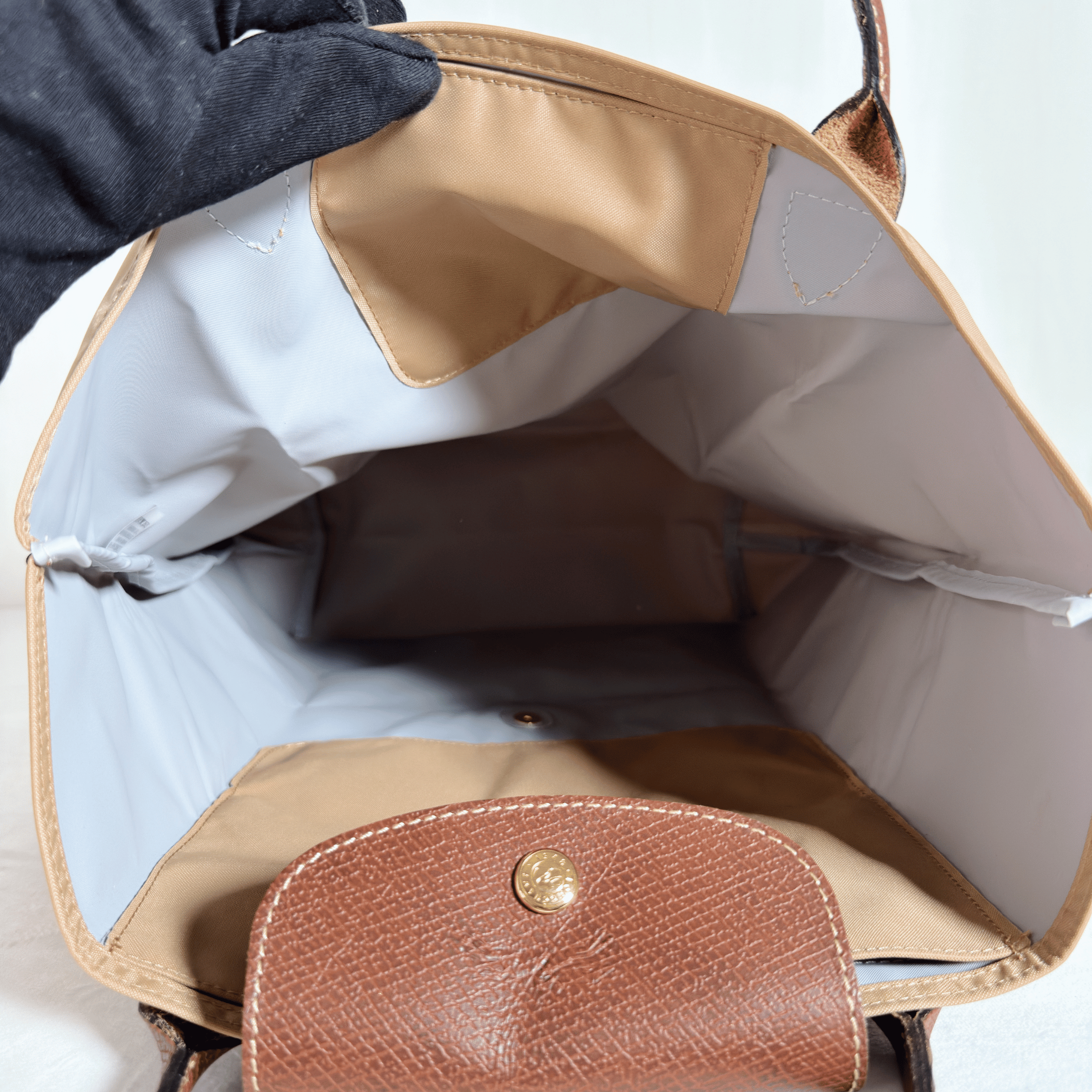 SAC CABAS LONGCHAMP LE PLIAGE ORIGINAL - TOILE BEIGE / FORMAT VERTICAL