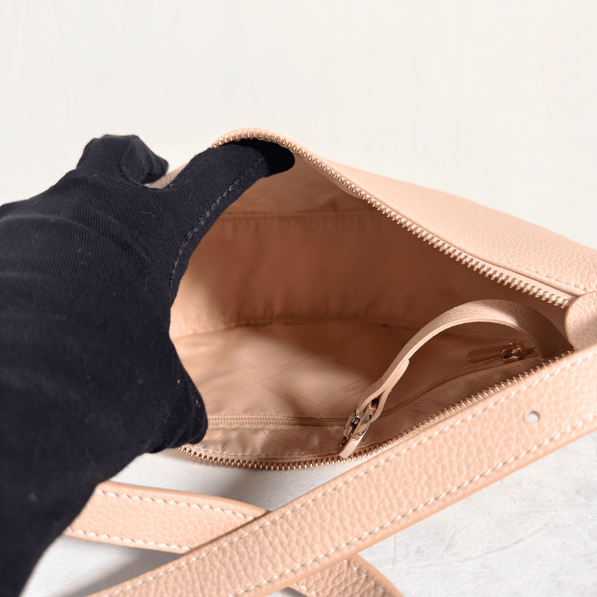 SAC BANDOULIERE LONGCHAMP LE FOULONNE - DEMI LUNE S - NUDE/GREGE - La Belle Boutique