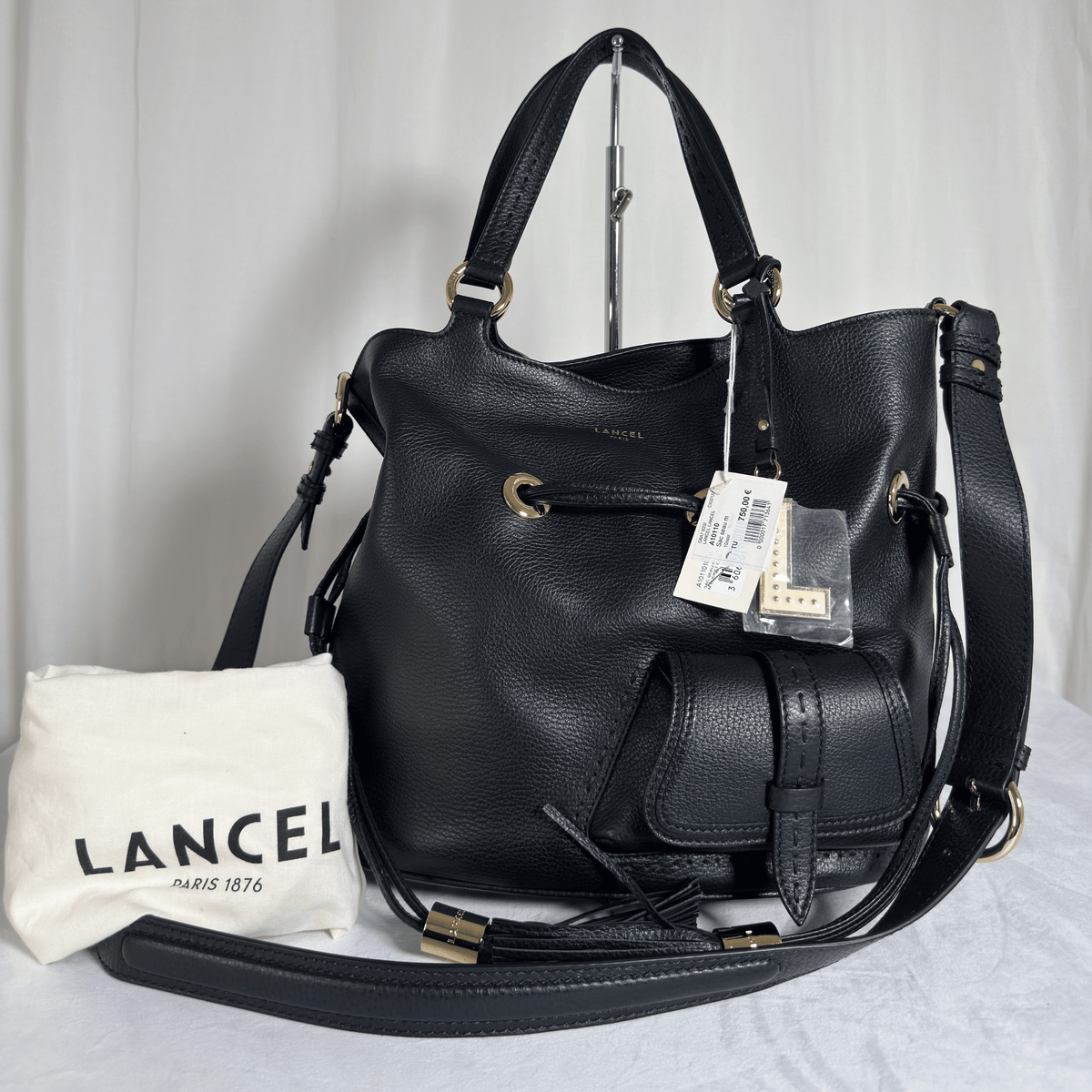 LANCEL - PREMIER FLIRT M - CUIR GRAINÉ NOIR - JAMAIS PORTE