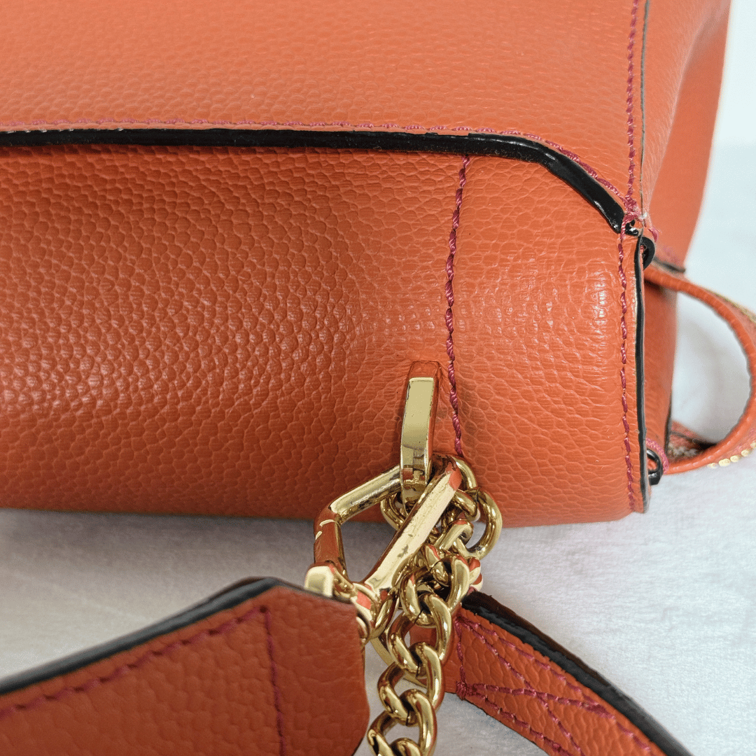 LANCEL - NINON S - CUIR GRAINÉ TERRACOTTA