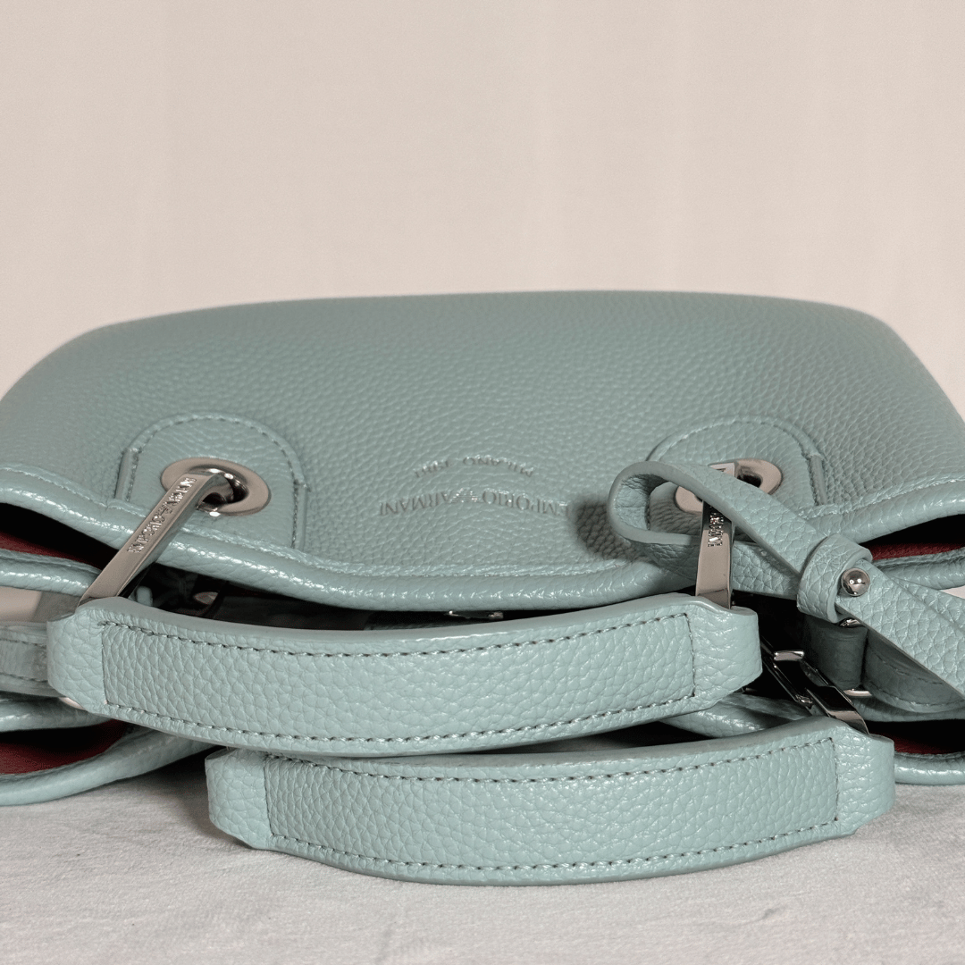 EMPORIO ARMANI - MY EA MINI - CUIR GRAINE BLEU CELADON