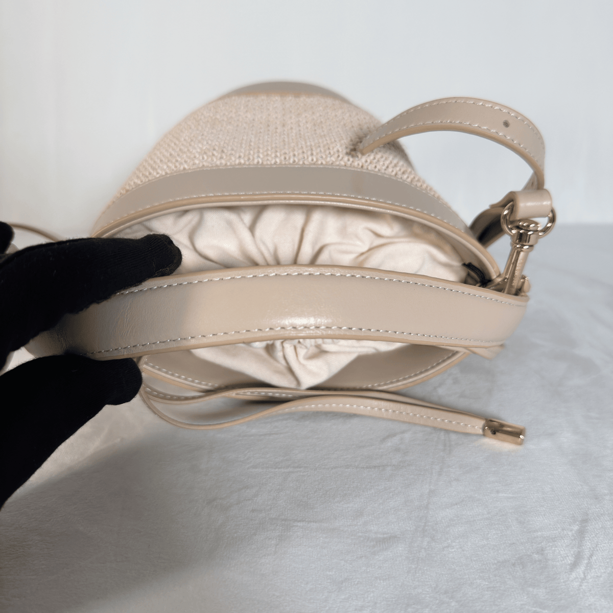 LANCASTER - SAC SEAU SO OSIER - CUIR ET EFFET RAPHIA IVOIRE - BANDOULIERE AMOVIBLE