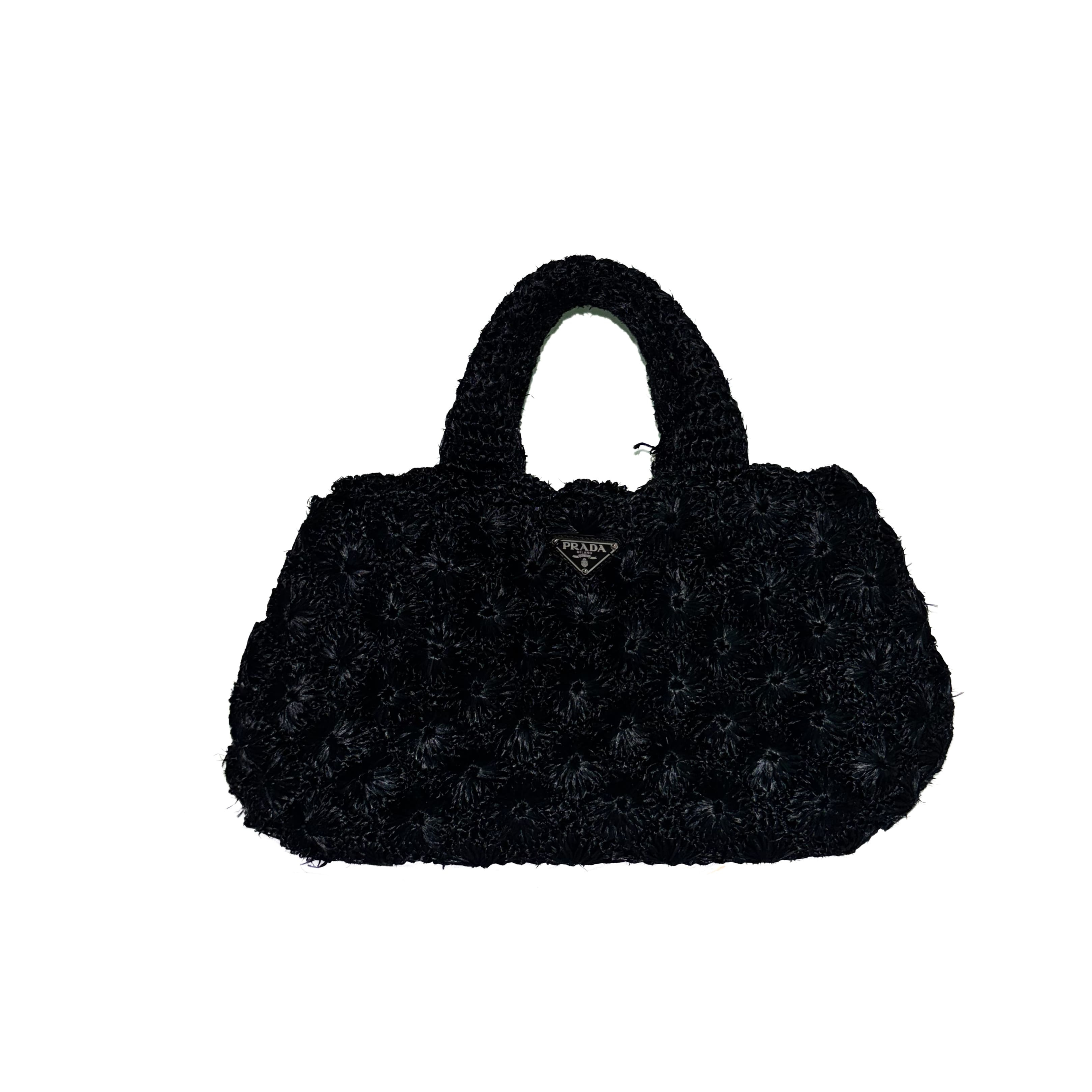 Sac à main Raphia noir Prada