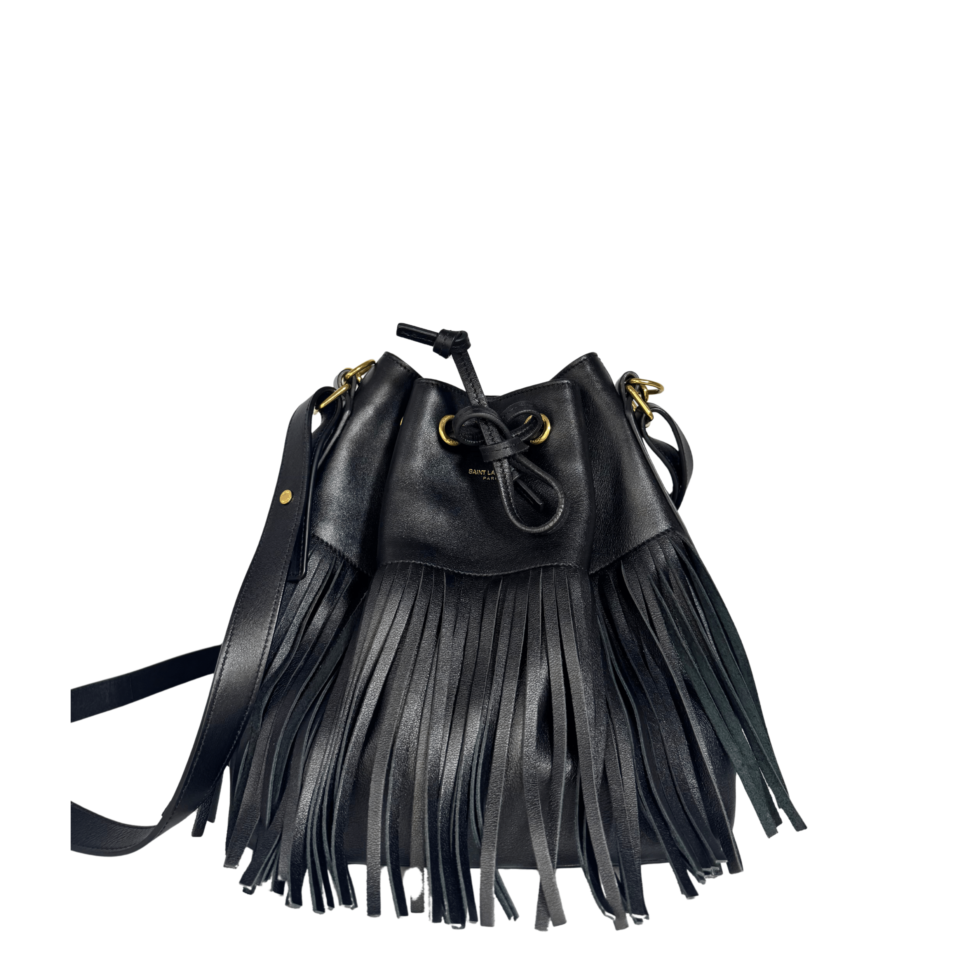 Sac à main Emmanuelle Saint Laurent – Cuir noir a franges - La Belle Boutique