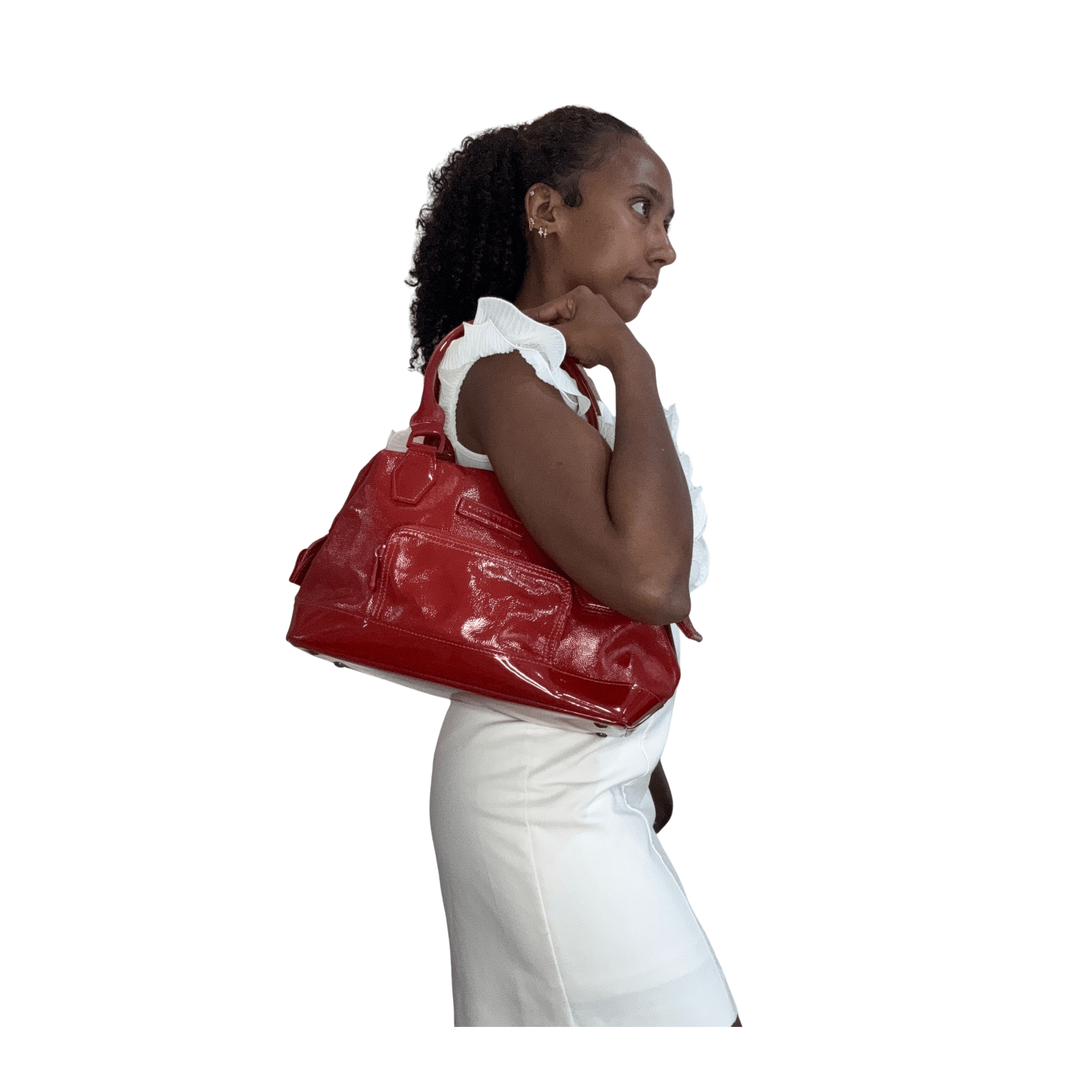 Sac à Main Longchamp Légende en Cuir Verni Rouge - La Belle Boutique